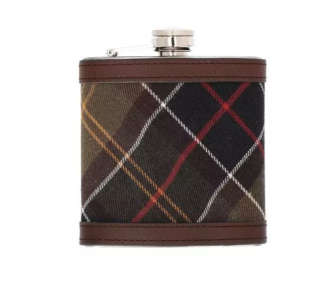 Barbour BARBOUR TARTAN HIP FLASK 6oz in Dark Brown Size ONE SIZE - 1 Thumbnail
