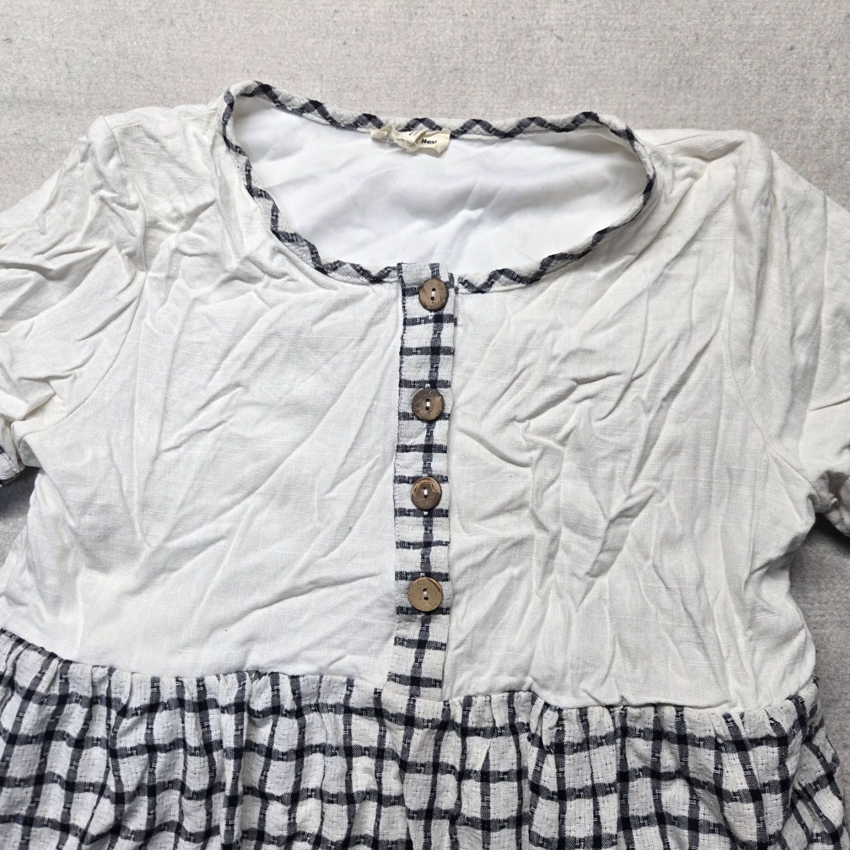 Vintage Hidden Alley Dress Womens Midi Striped Jersey Cotton A-Line Short Sleeve Round Neck Pockets Size M Black And White Size M / US 6-8 / IT 42-44 - 2 Thumbnail