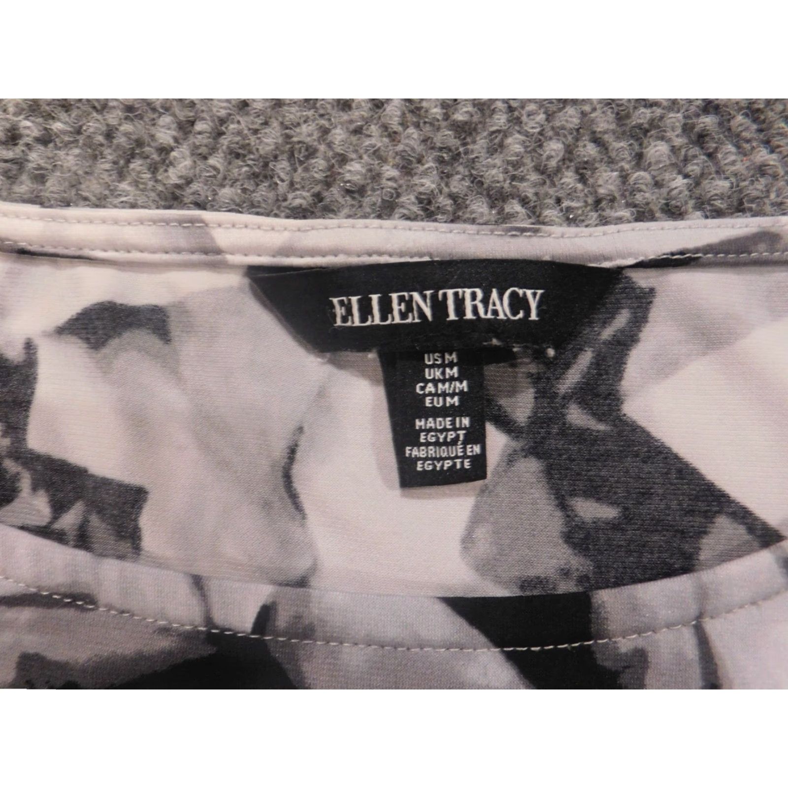 Ellen Tracy Ellen Tracy Womens Blouse M Gray Crew Neck Short Sleeve Pullover Cotton Rayon Stretch Casual Basic Classic Regular Tee Shirt Size M / US 6-8 / IT 42-44 - 6 Thumbnail