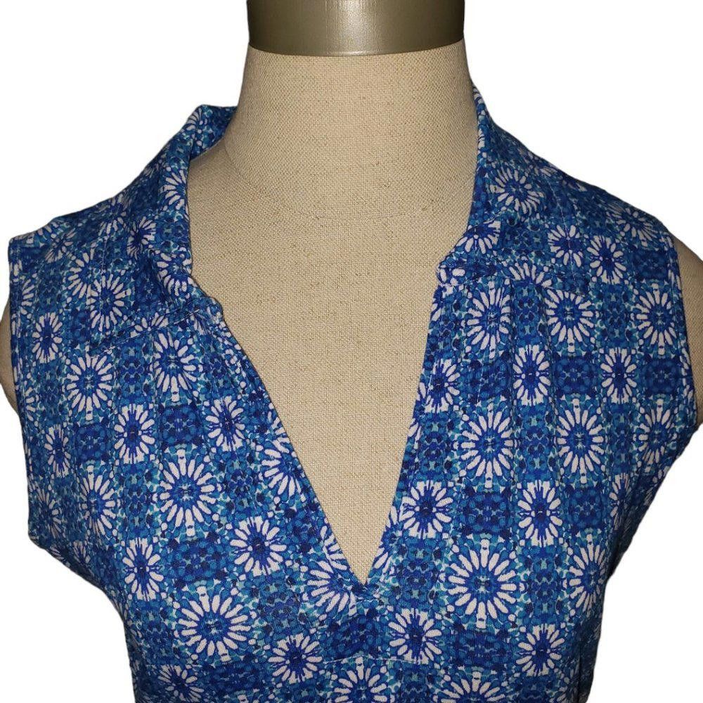 Designer CT514 Lee Riders Sleeveless V-neck Floral Blue Mini Dress S Size S / US 4 / IT 40 - 5 Thumbnail