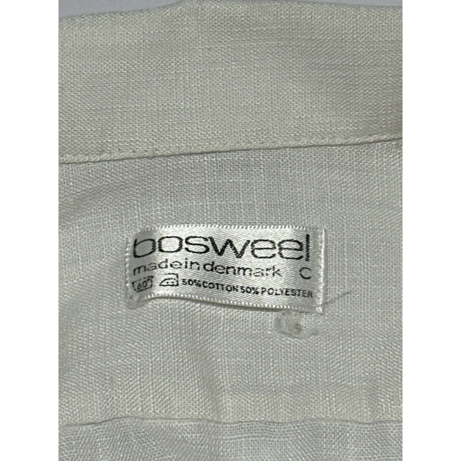 Vintage Bosweel Men Button-Down Shirt L White Linen Like Shirt Size US L / EU 52-54 / 3 - 5 Thumbnail