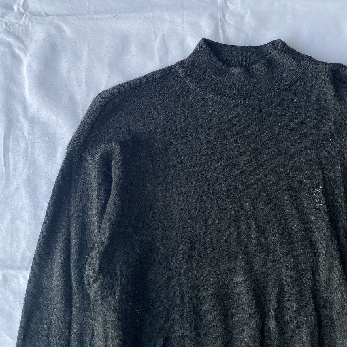 Vintage × Yves Saint Laurent Dark Grey Logo Embroidered YSL Sweater Knitwear Size US M / EU 48-50 / 2 - 2 Thumbnail