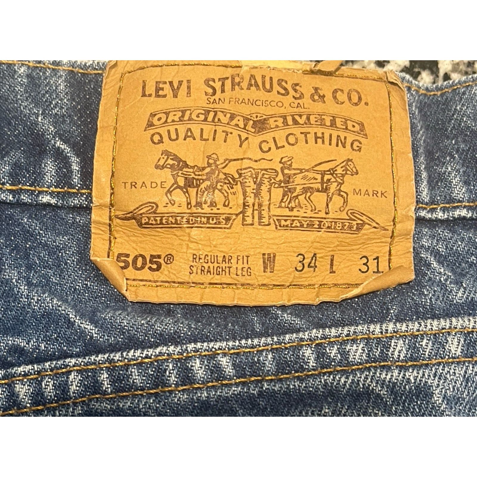 Levi's VINTAGE Levi’s 505 Jeans Orange tab Straight Men's 32x30 Regular Fit Blue 80s 90s Style Mens Size US 32 / EU 48 - 5 Thumbnail