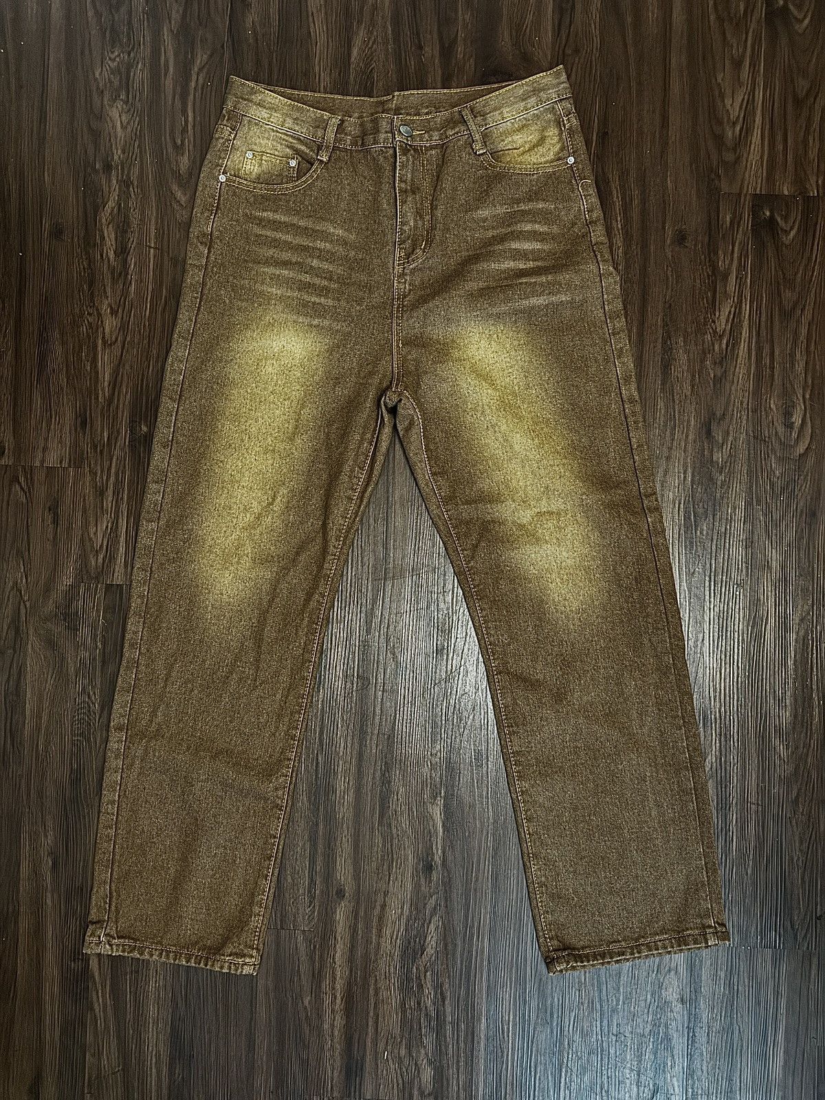 image of Vintage Straight Brown Acid Wash Jeans, Men's (Size 34)
