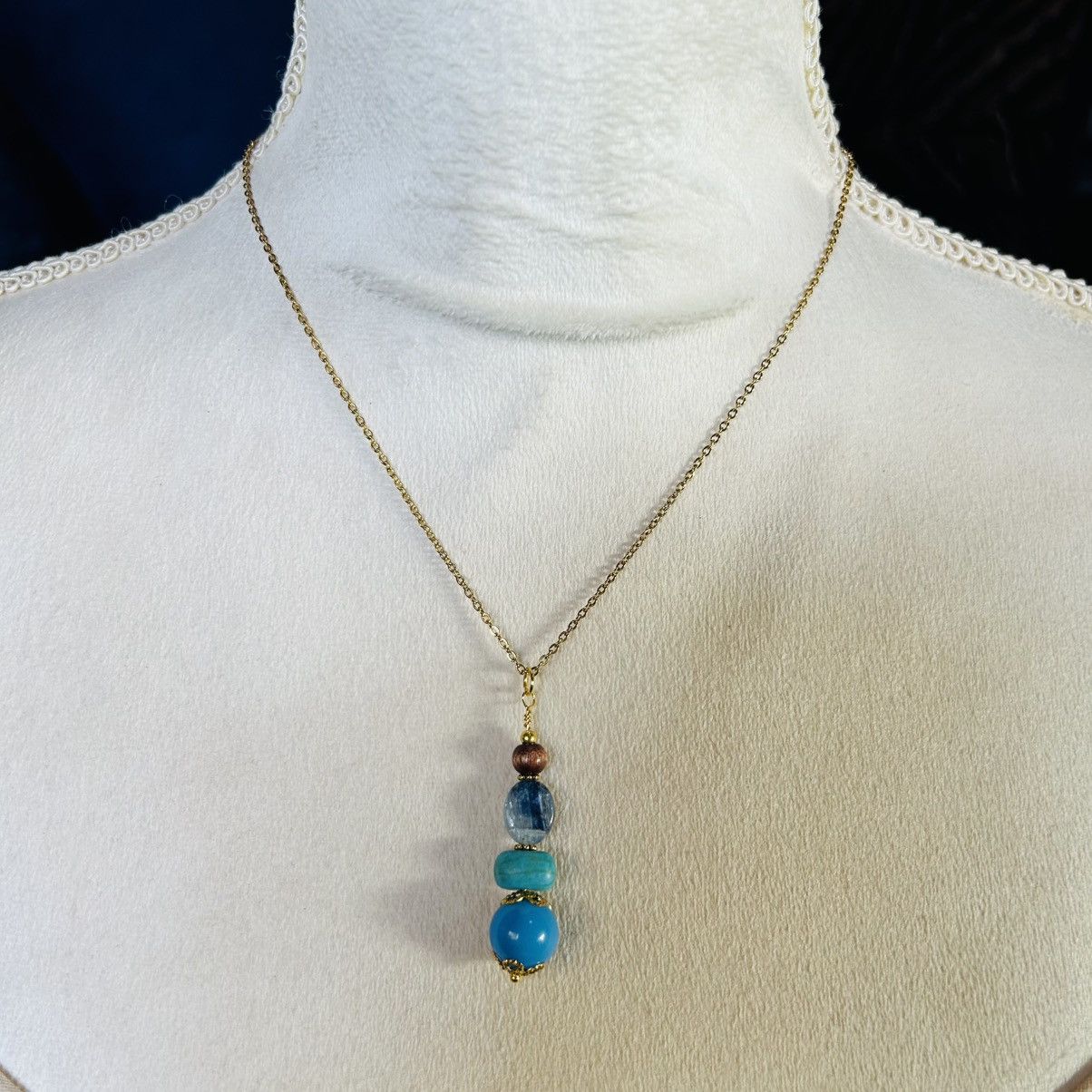 Handmade Handcrafted vintage bead fluorite turquoise drop necklace Size ONE SIZE - 3 Thumbnail