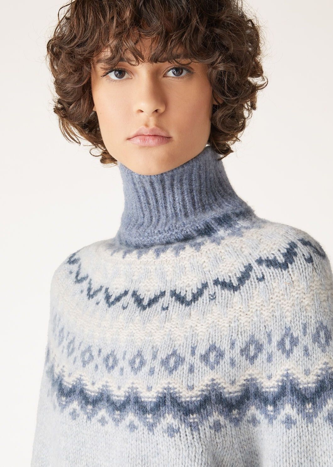 Loro Piana o1w1db10825 FAO5135 Alpe Pile Turtleneck Sweater Light Blue Size L / US 10 / IT 46 - 3 Thumbnail
