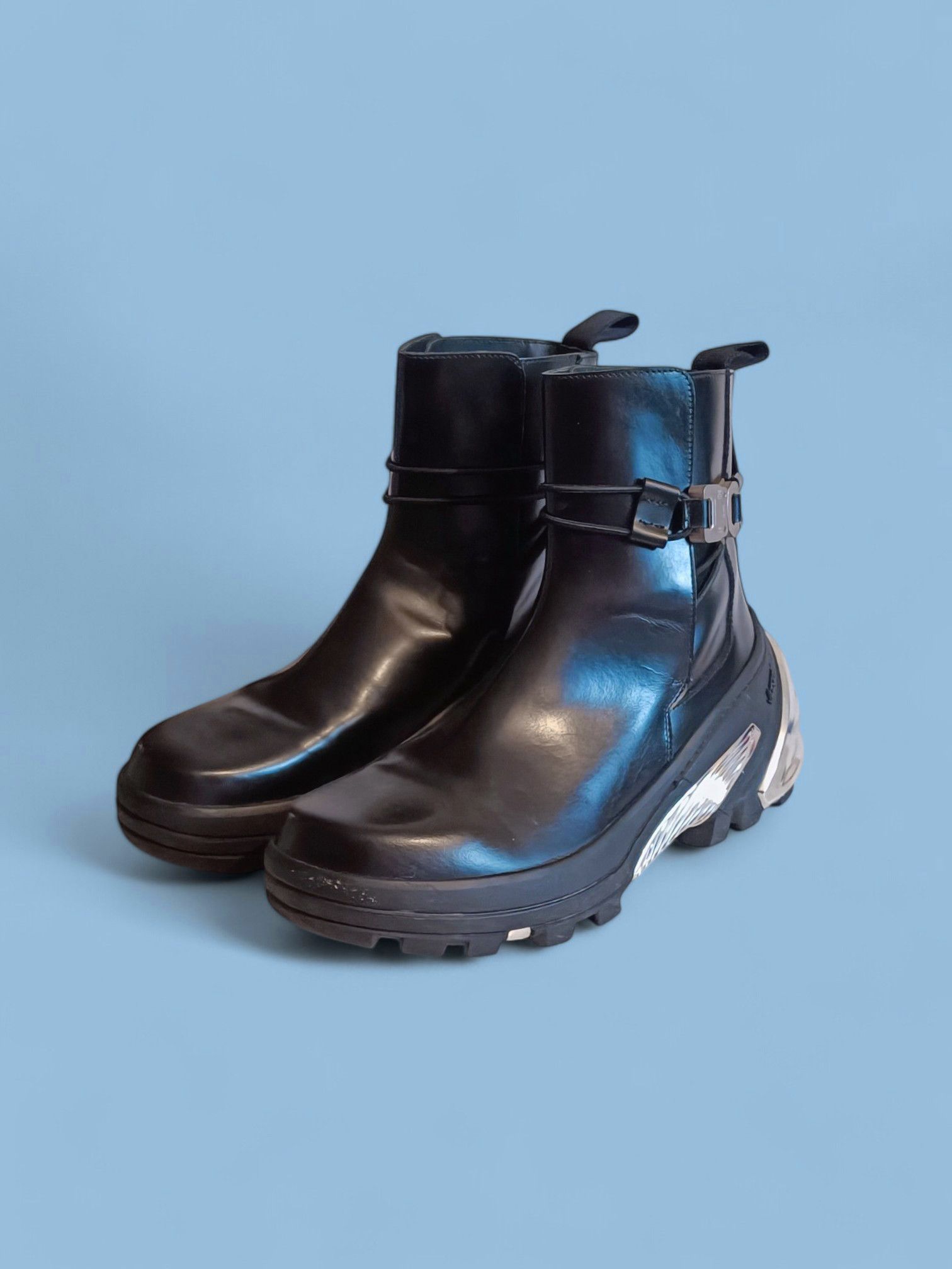 1017 ALYX 9SM 1017 ALYX 9SM Leather and Silver-Tone Chelsea Boots 'Black' Size US 11 / EU 44 - 12 Thumbnail