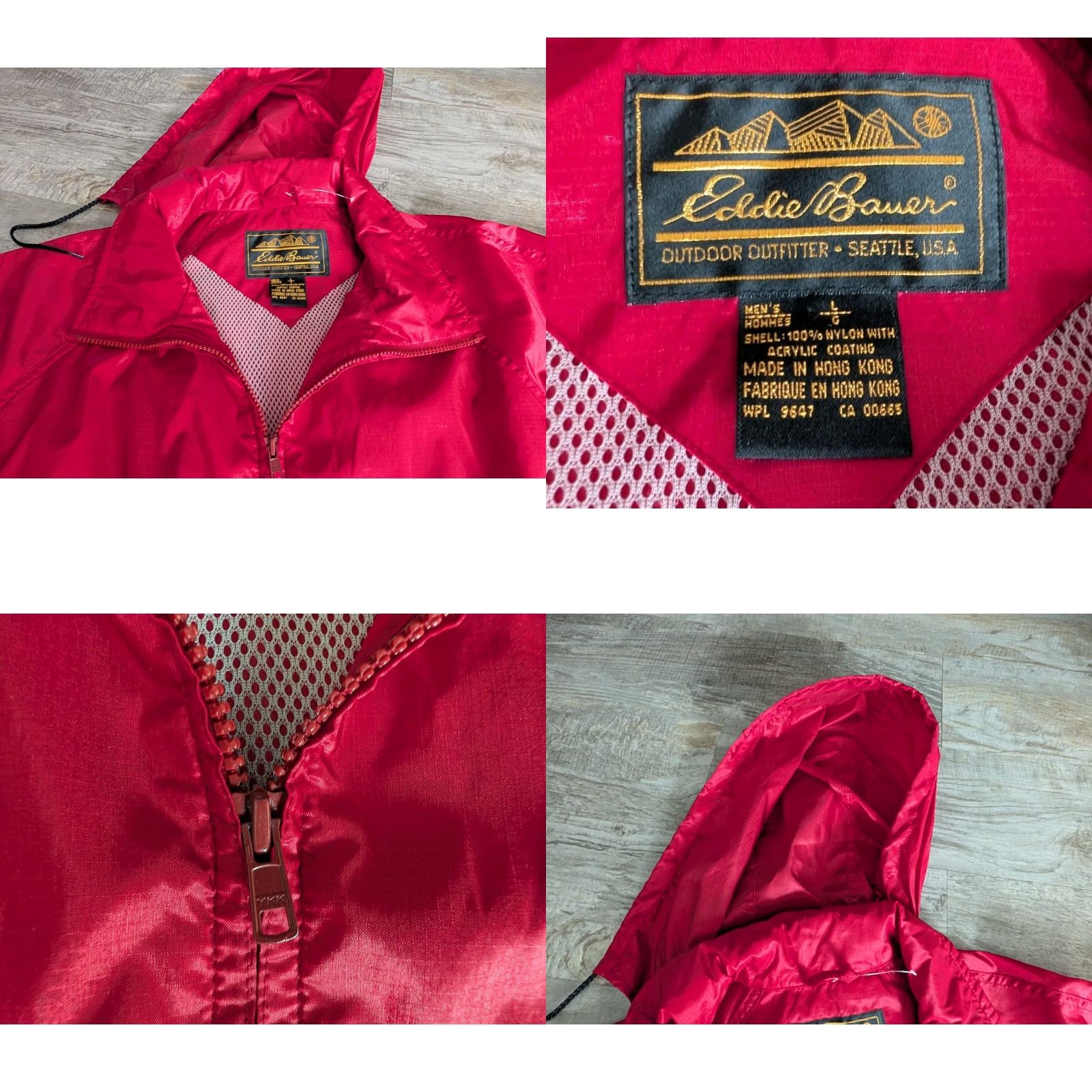 Eddie Bauer VINTAGE Eddie Bauer Windbreaker Jacket Mens L Red Full Zip Hooded 80s 90s Outdoor Lightweight NWOT Size US L / EU 52-54 / 3 - 8 Thumbnail
