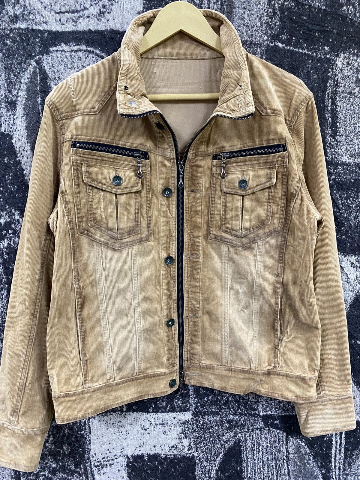 Japanese Brand Distressed Semantic Design Punk Corduroy Jacket Size US M / EU 48-50 / 2 - 2 Thumbnail