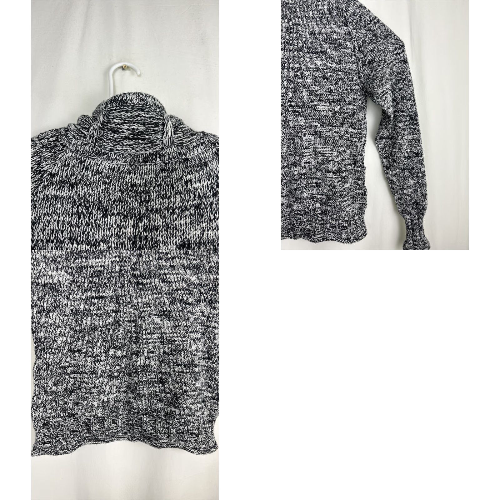Obermeyer Obermeyer Womens Pullover Sweater Mock Neck Knit Cotton Blend Black White Medium Size M / US 6-8 / IT 42-44 - 9 Thumbnail