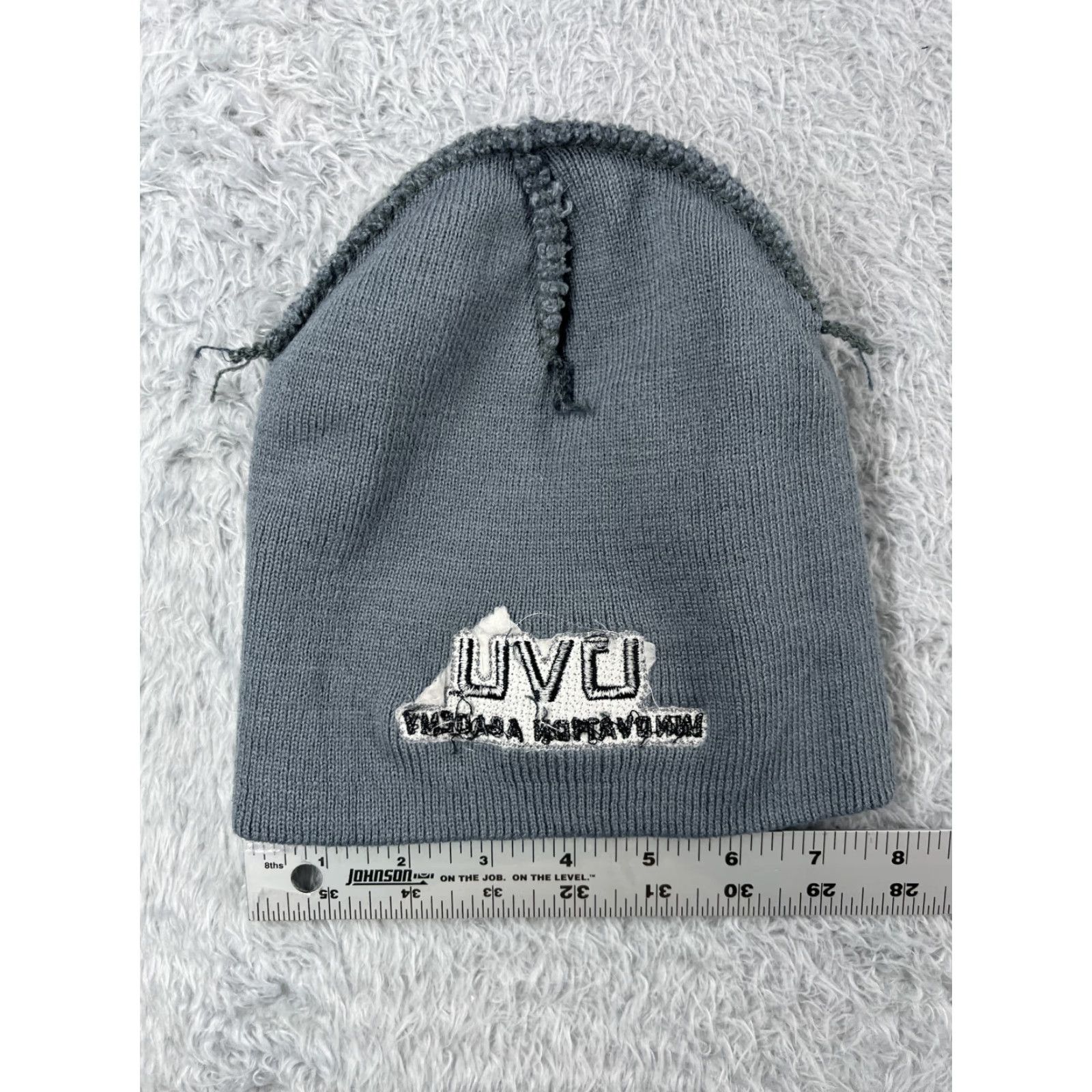 Vintage Utah Valley University Innovation Academy Beanie Toque Adult Gray Knit Acrylic Size ONE SIZE - 7 Thumbnail