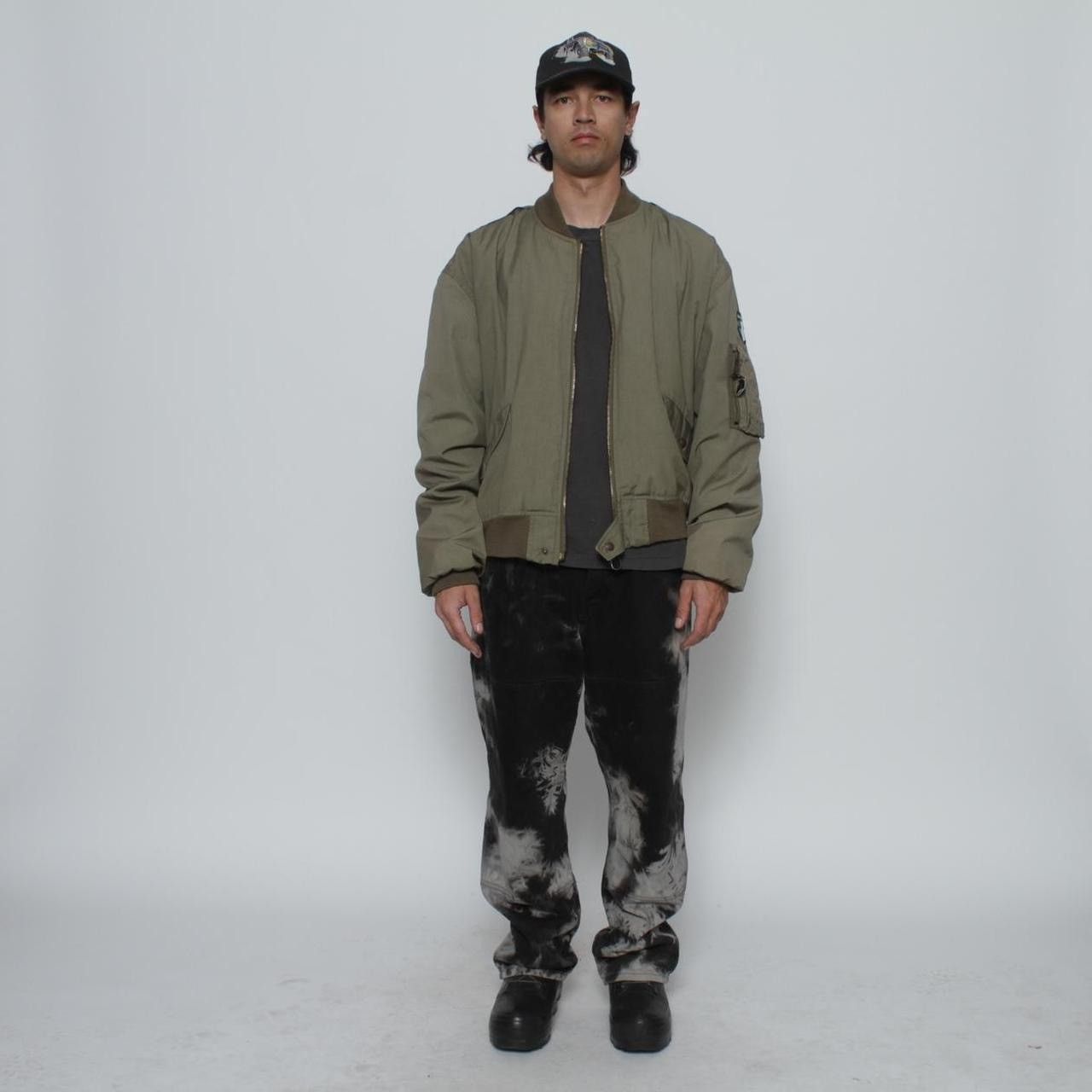 Vintage GREEN ZIP UP ITALIAN BOMBER JACKET/ Size US L / EU 52-54 / 3 - 3 Thumbnail