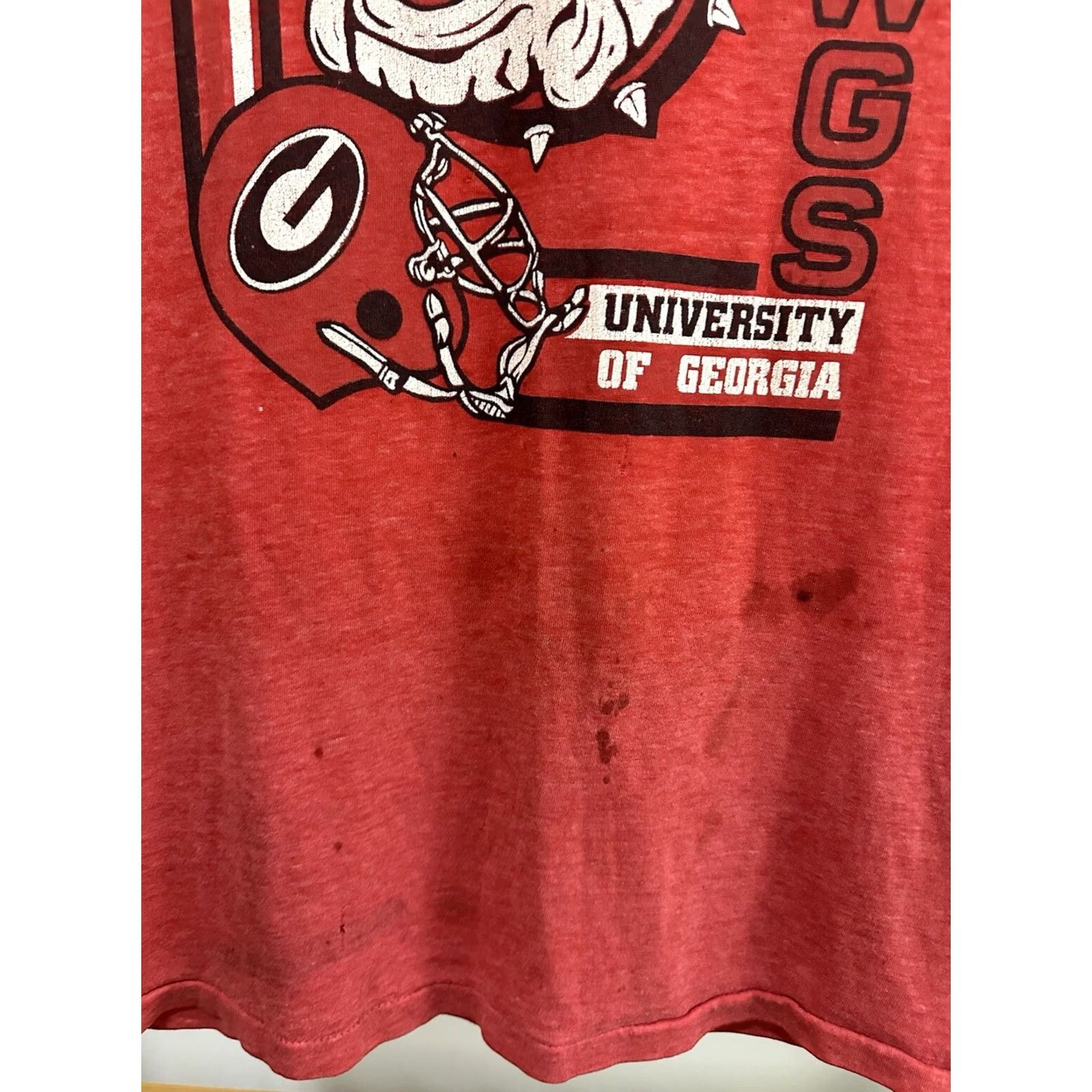 Vintage VTG 80s University Of Georgia Bulldogs T-Shirt Red L Sleeveless Distressed Worn Paper Thin Burnout Mens Size US L / EU 52-54 / 3 - 8 Thumbnail