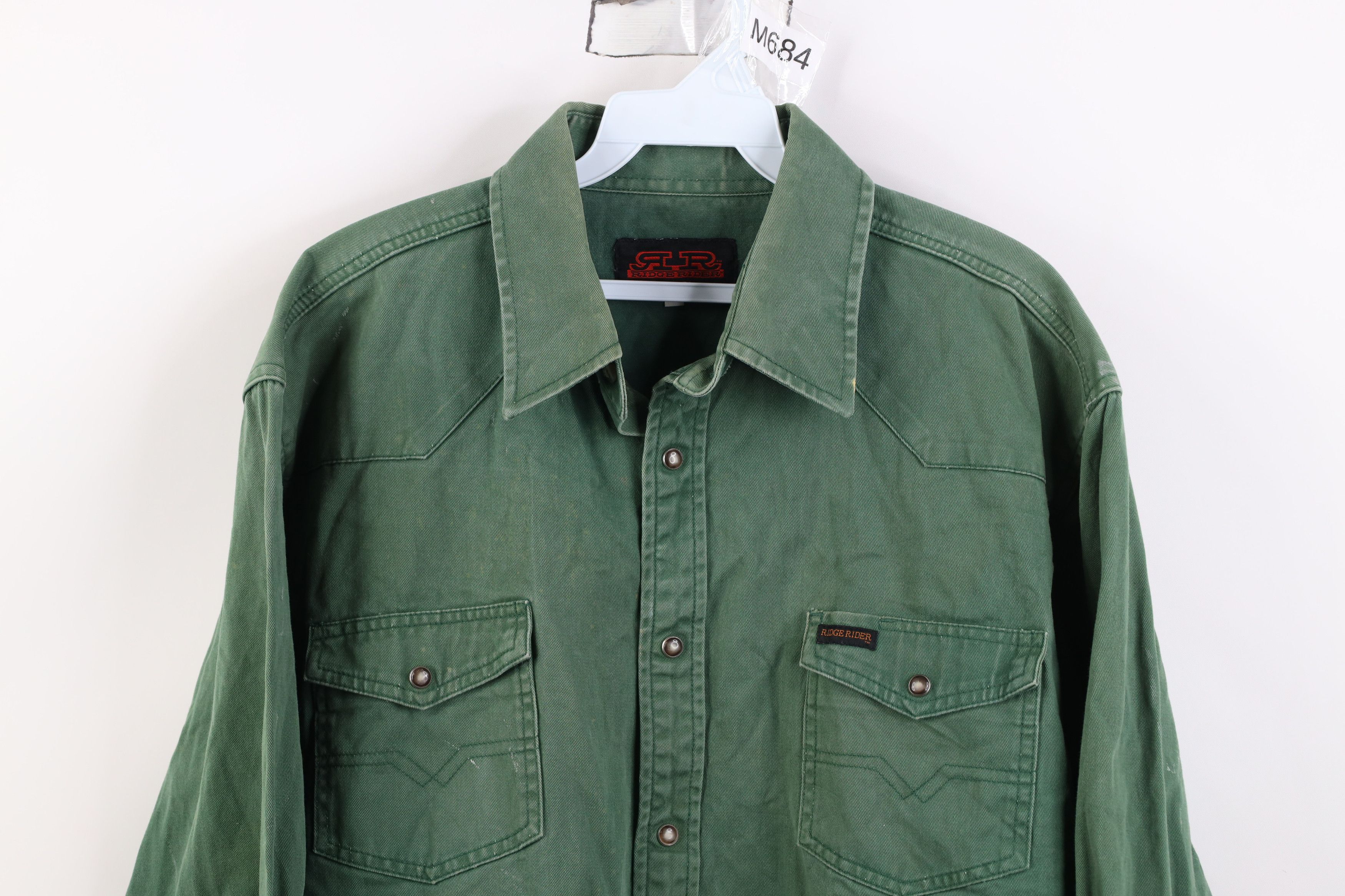 Vintage Vintage 90s Streetwear Heavy Twill Western Snap Button Shirt Size US XL / EU 56 / 4 - 2 Thumbnail
