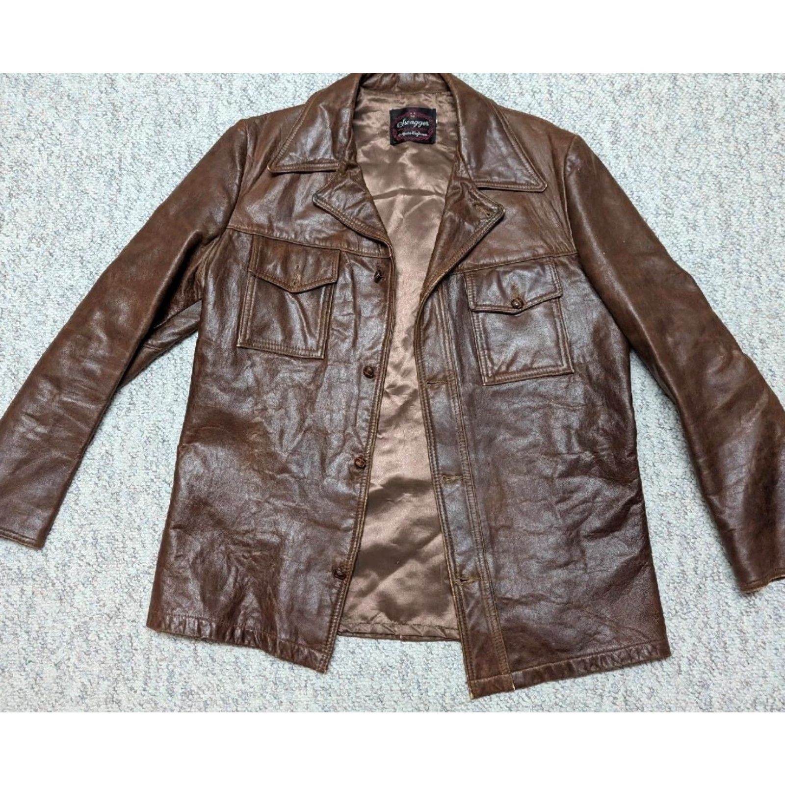 Vintage VINTAGE Swagger Trucker Jacket shirt-jac Lambskin brown Leather 40 Patina Western Cowboy Hippie Western Mens M Size US M / EU 48-50 / 2 - 2 Thumbnail