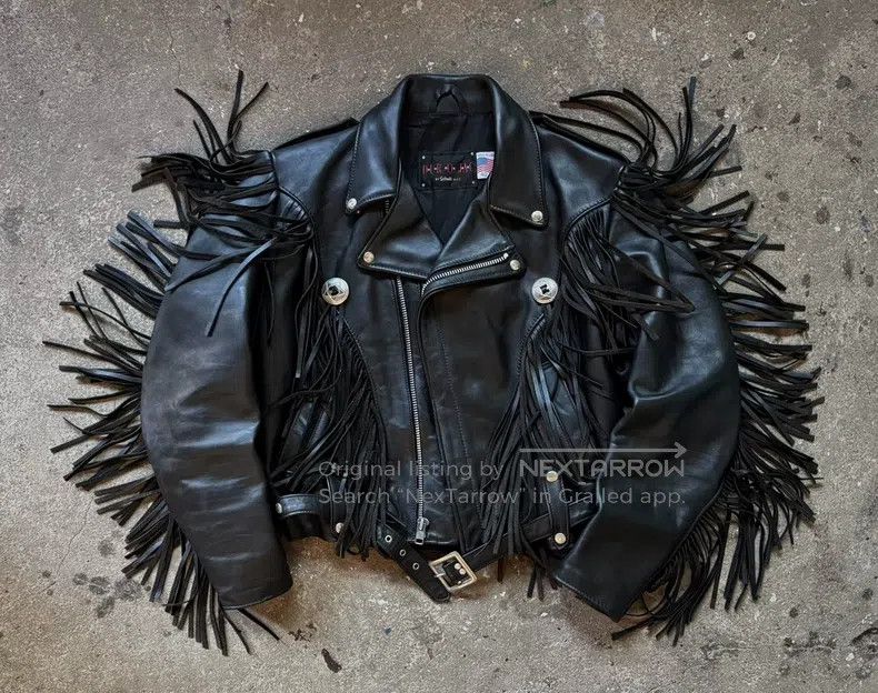 Schott Schott Retro heavy fringed motorcycle leather jacket Size US L / EU 52-54 / 3 - 1 Thumbnail
