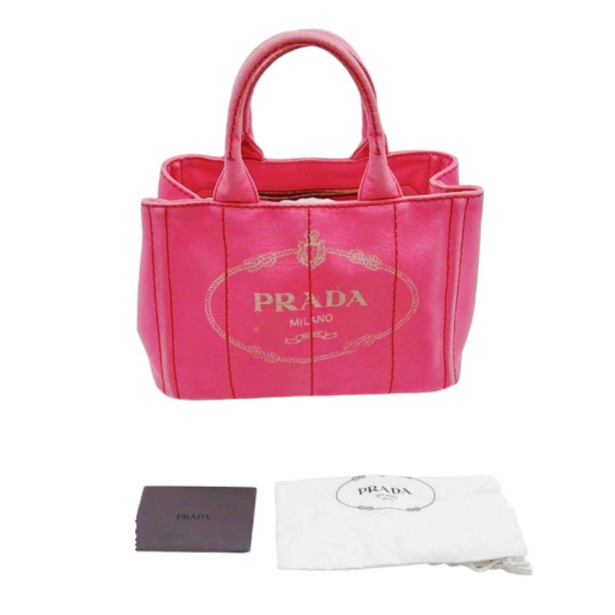 Prada Prada Canapa Mini Tote Canvas Bag, 1BG439, Pink Size ONE SIZE - 1 Thumbnail