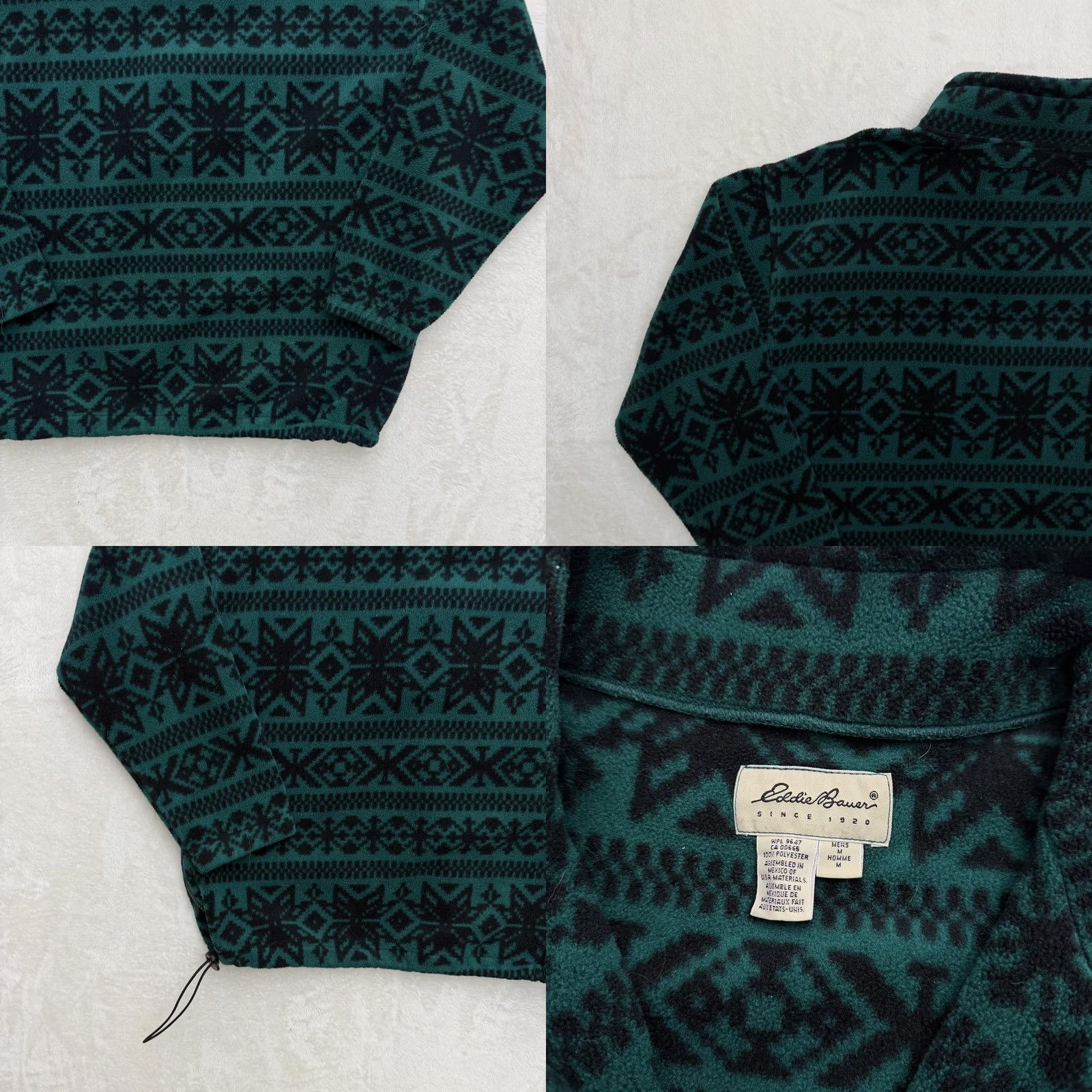 Eddie Bauer VINTAGE Eddie Bauer Sweater Fleece Pullover Mens M Green Fair Isle 1/4 Zip - Mock Neck, Long Sleeve, Zip, Pockets, Activewear, Casual Mens Size US M / EU 48-50 / 2 - 9 Thumbnail