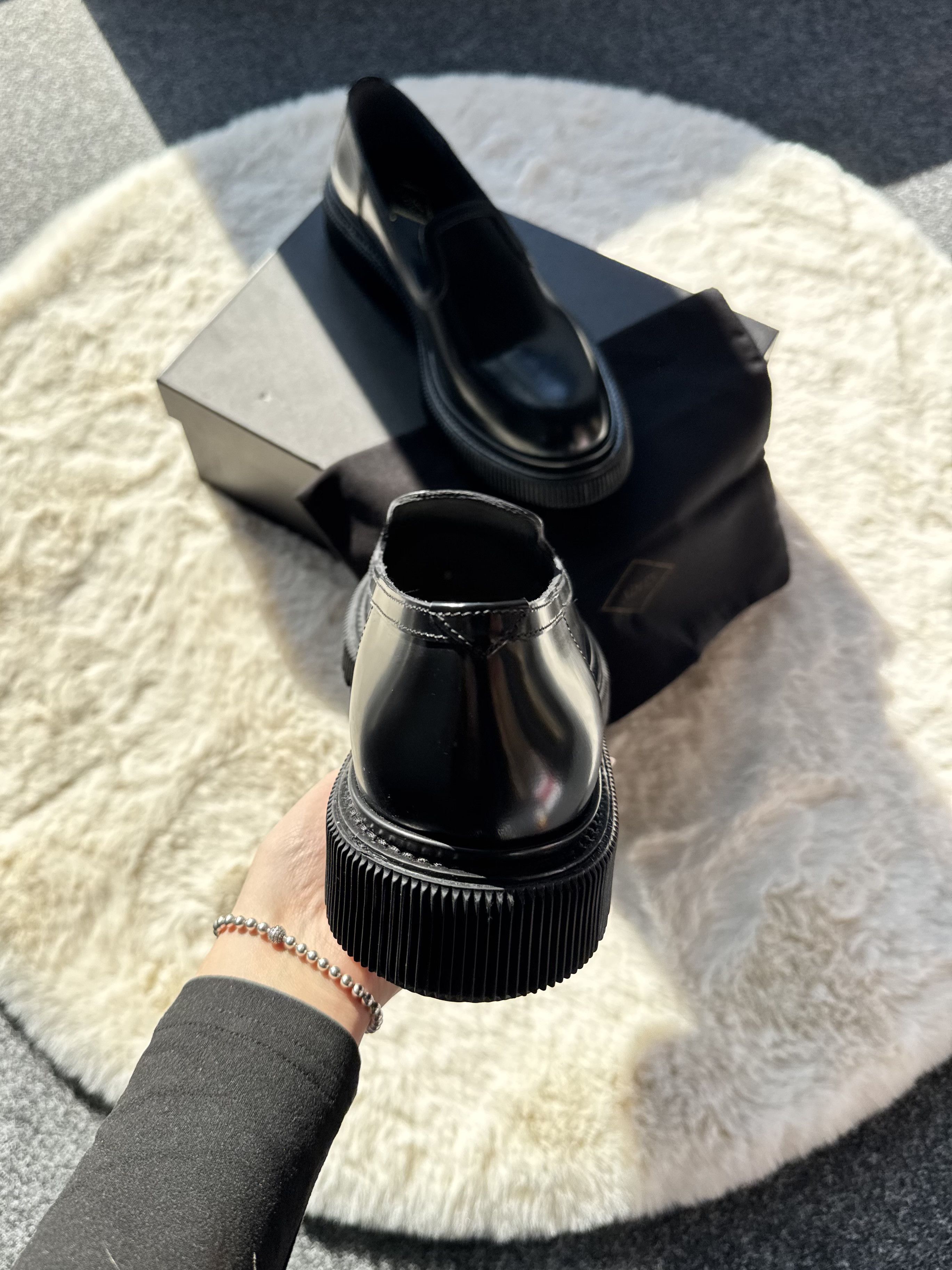 Adieu Paris Adieu Paris Type 215 - Black leather slip-on moccasins Size US 11 / EU 44 - 4 Thumbnail