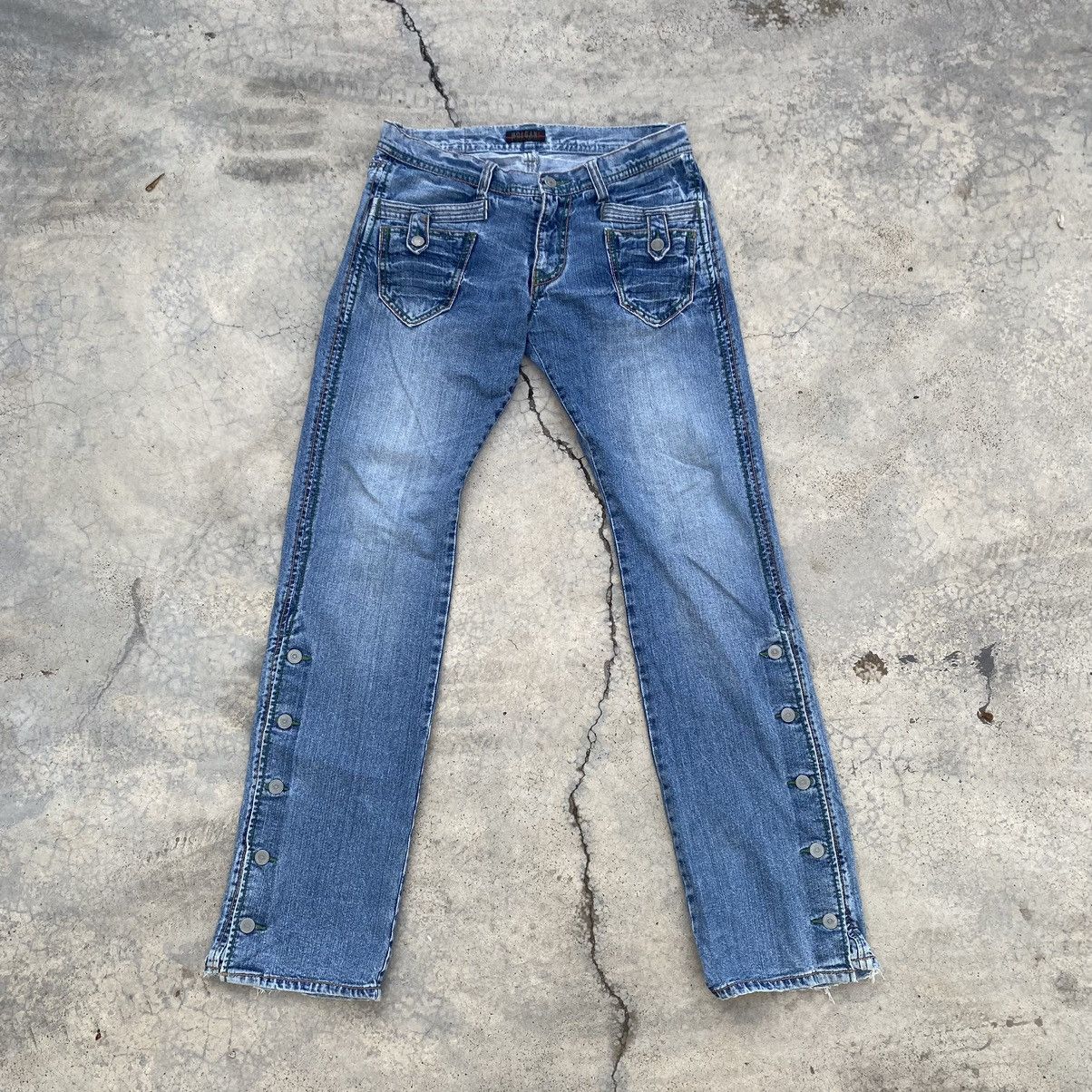 Japanese Brand Morgan Homme Y2K Archive Distressed Buttoned Denim Jeans Size 34" / US 12 / IT 48 - 1 Thumbnail