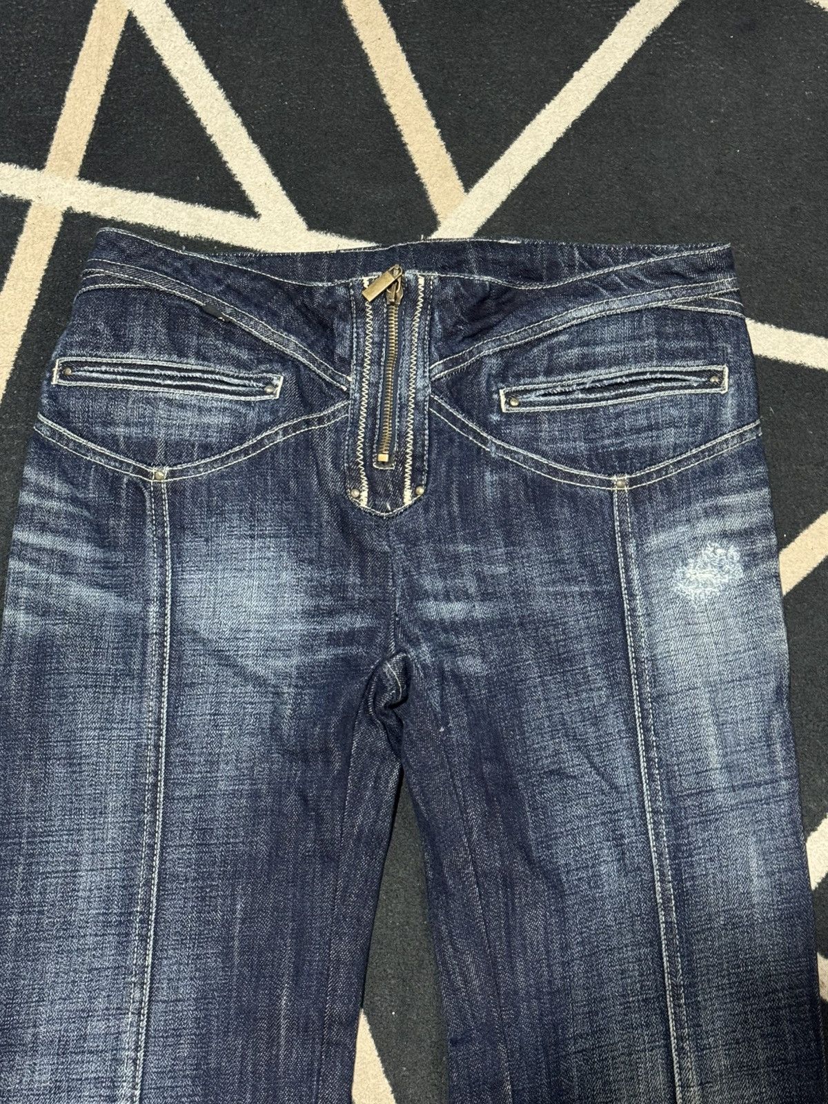 Just Cavalli 2000s Justcavalli Zipper Pants Denim Flared Low Waist Size 27" / US 4 / IT 40 - 4 Thumbnail