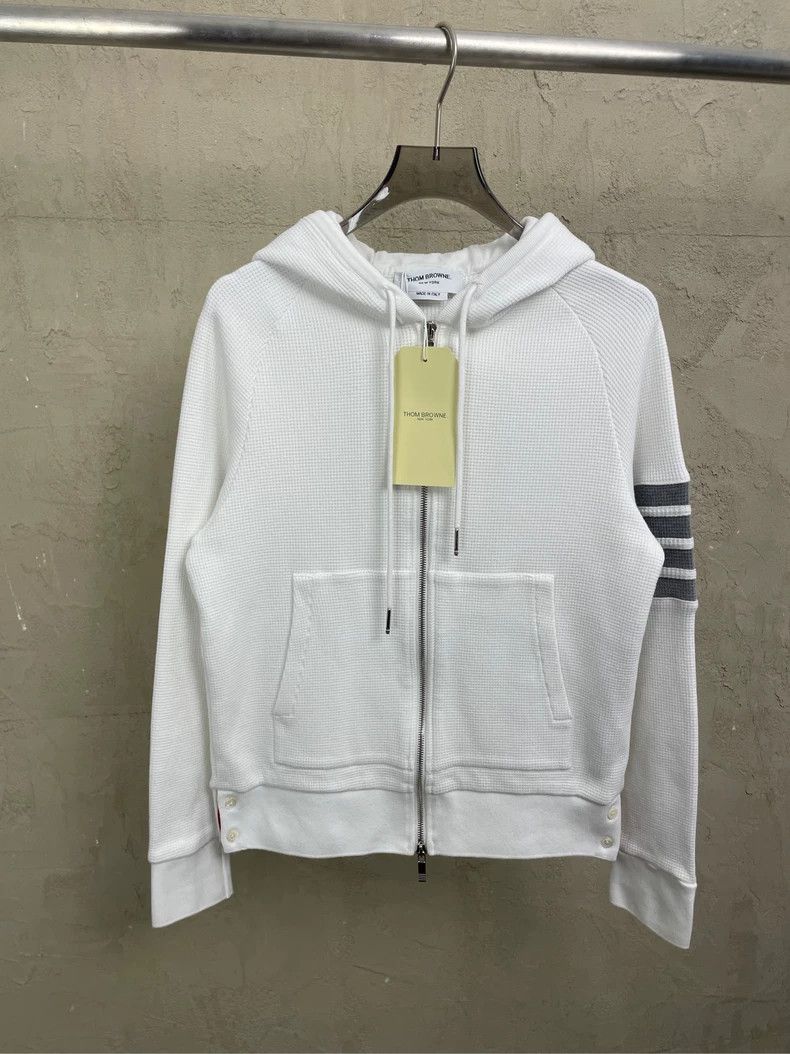 Thom Browne Thom browne White four-striped waffle zipper jacket 2504-N Size US XS / EU 42 / 0 - 1 Thumbnail