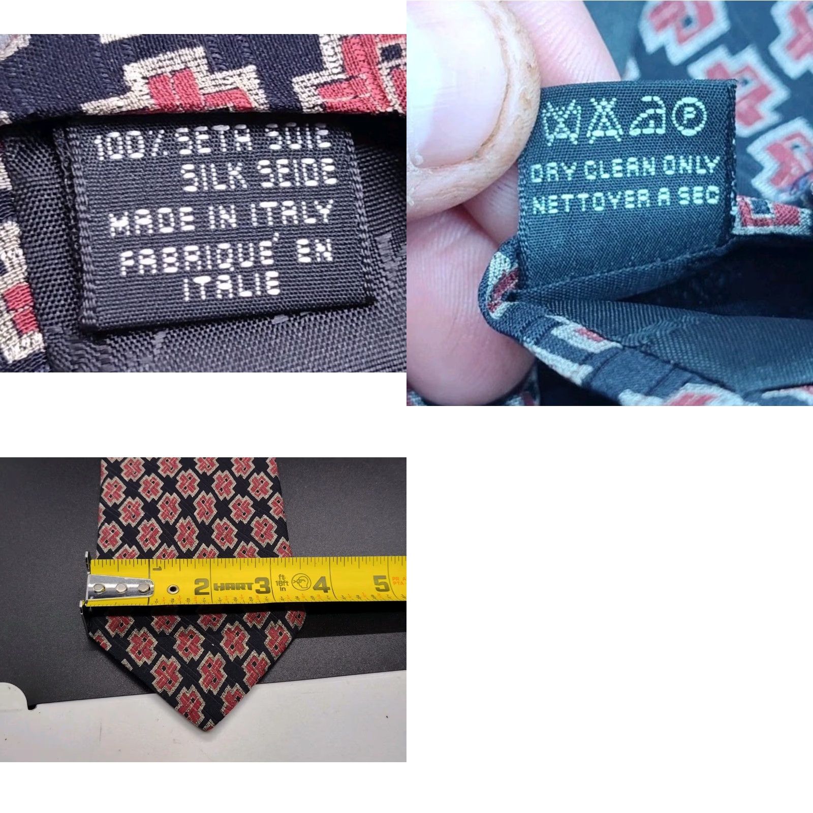 Giorgio Armani VINTAGE Giorgio Armani Men's Tie 100% Silk Geometric Cross Pattern Retro Designer Italy 57"-60" Size ONE SIZE - 8 Thumbnail
