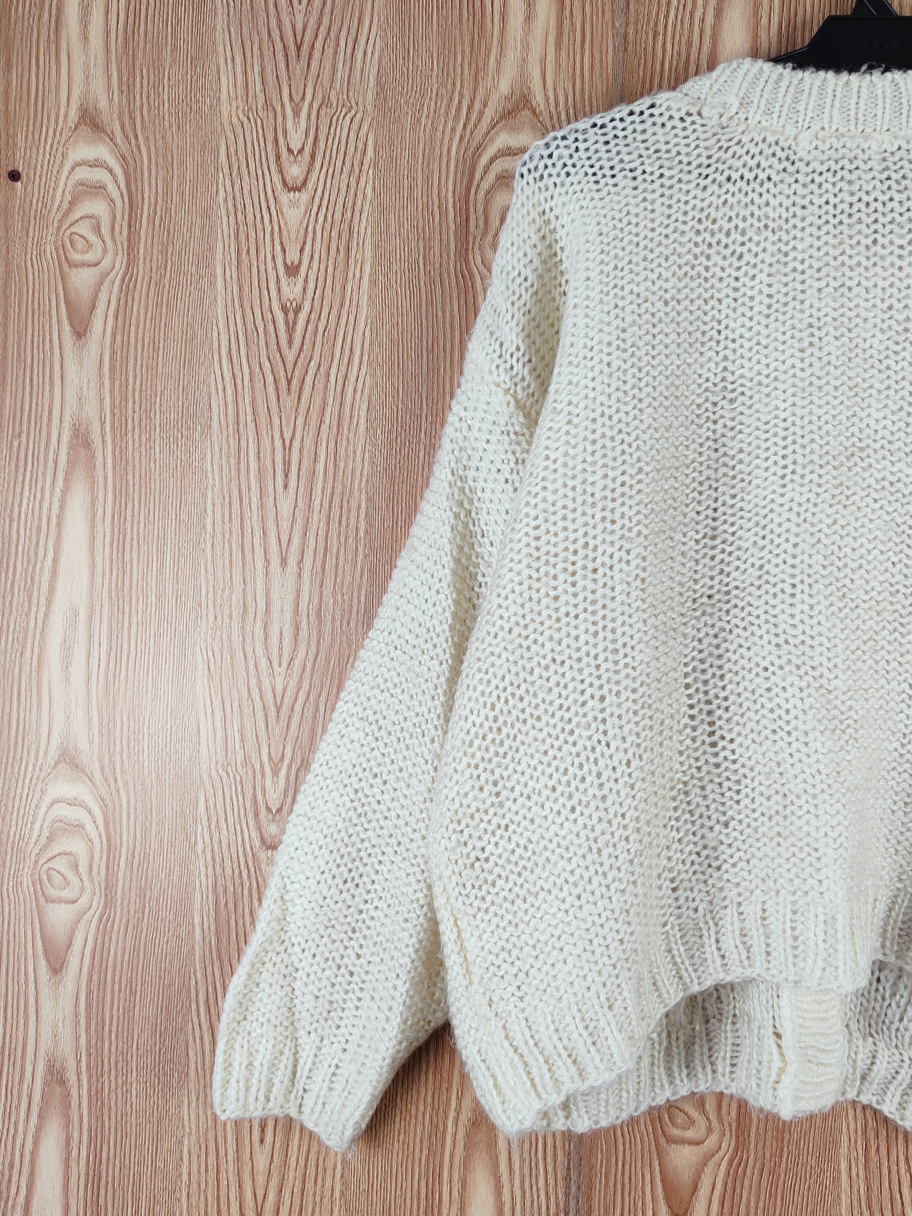 Japanese Brand Pop Box Ivory meshnet vintage Knitwear Cardigan #W065 Size L / US 10 / IT 46 - 8 Thumbnail