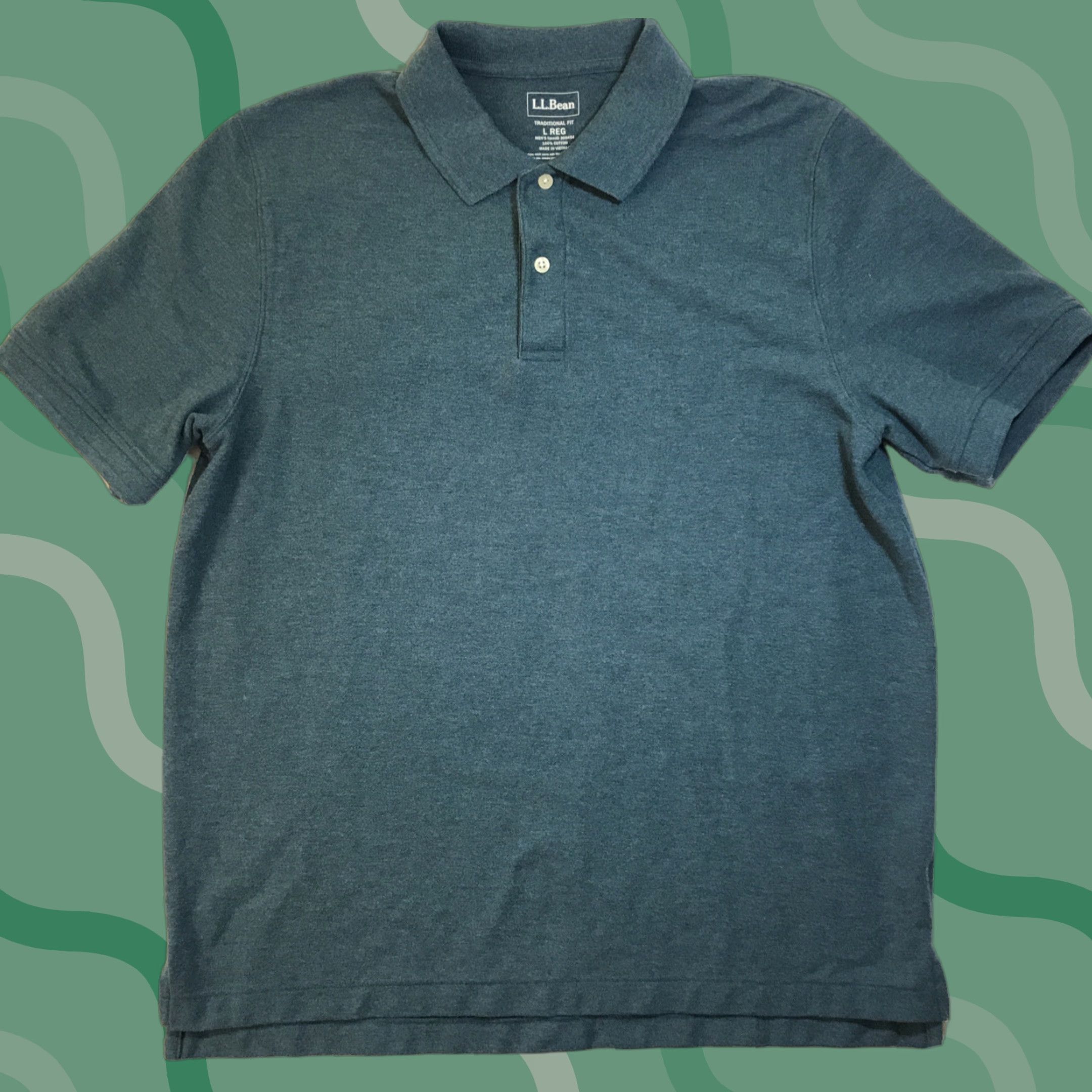 Vintage LL Bean Polo Shirt Men Short Sleeve Indigo Blue Size Large Regular Knit Cotton 100% Button Collar 90s Modern Outdoor Hiking Reg Fit Size US L / EU 52-54 / 3 - 1 Thumbnail