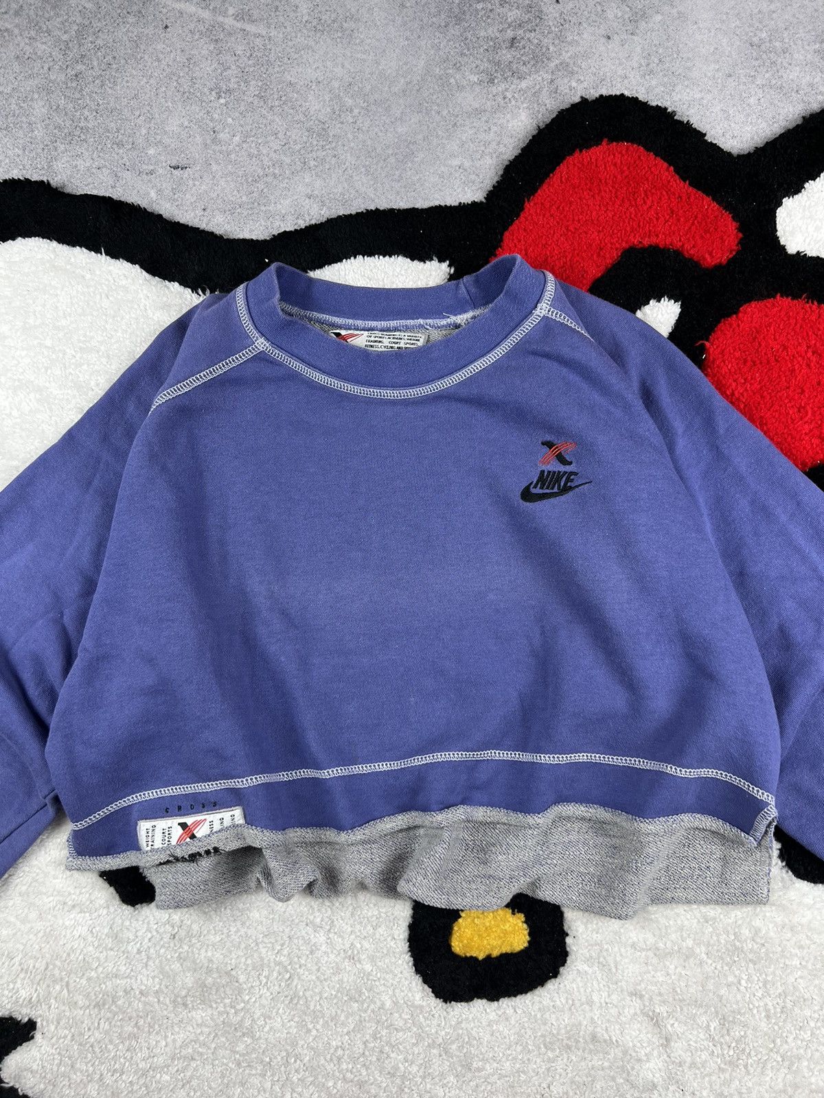 Vintage Vintage 90s Nike Cross Faded Y2K Oversized Cropp Sweatshirt Size S / US 4 / IT 40 - 3 Thumbnail