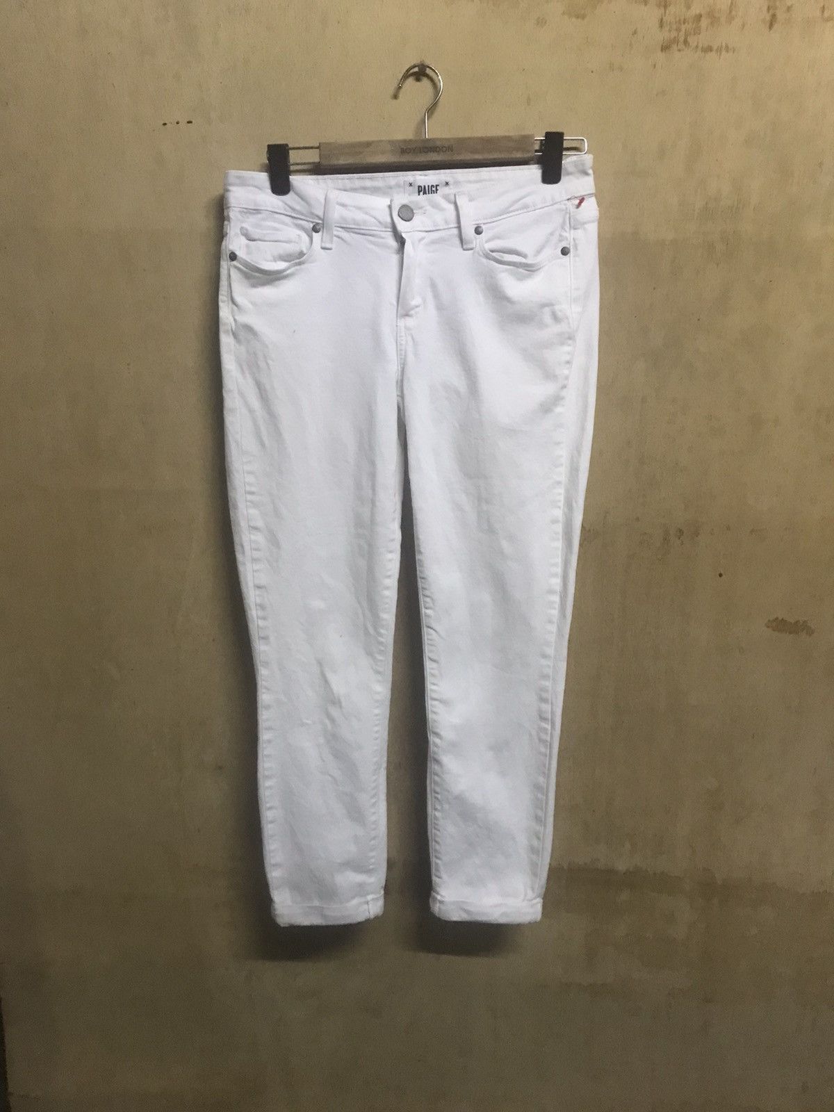 image of Paige Kylie Crop Women Strecth Skinny Jean in White (Size 31)