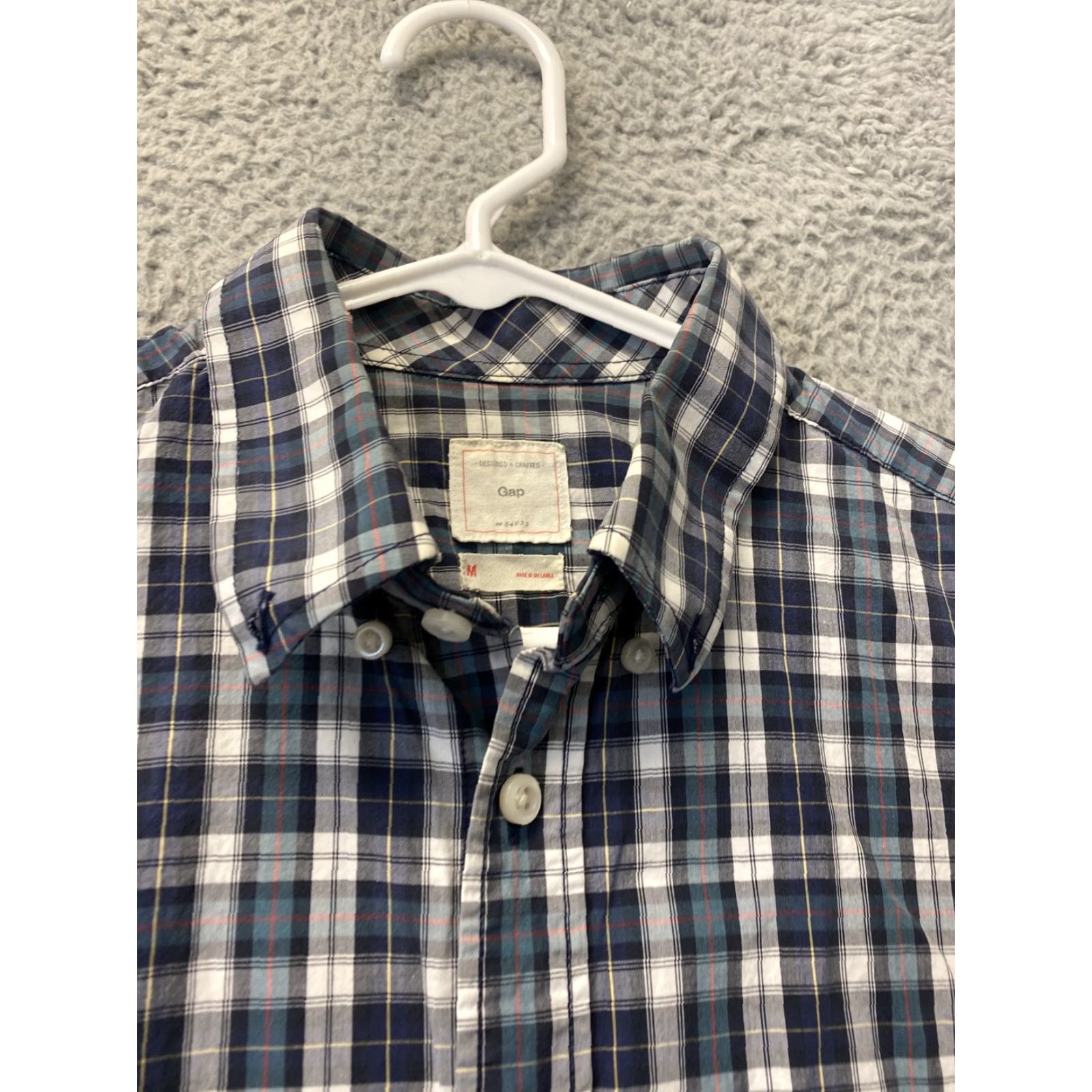 Gap Gap Button Up Shirt Mens Size Medium Blue Green Plaid Long Sleeve 97-58 Logo Casual Regular Cotton Size US M / EU 48-50 / 2 - 2 Thumbnail