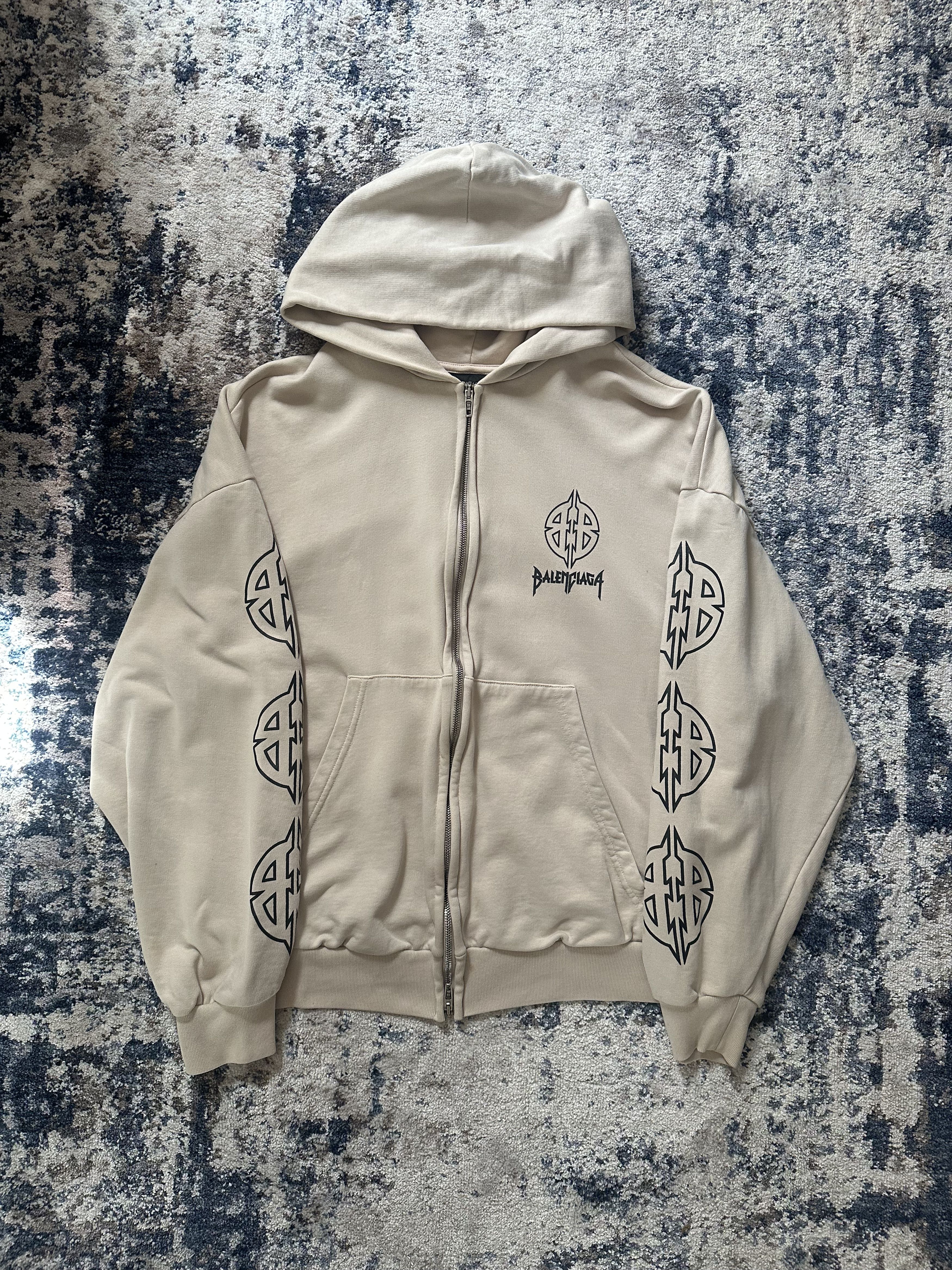 Balenciaga Balenciaga Metal BB Stencil Zip Up Hoodie | Grailed