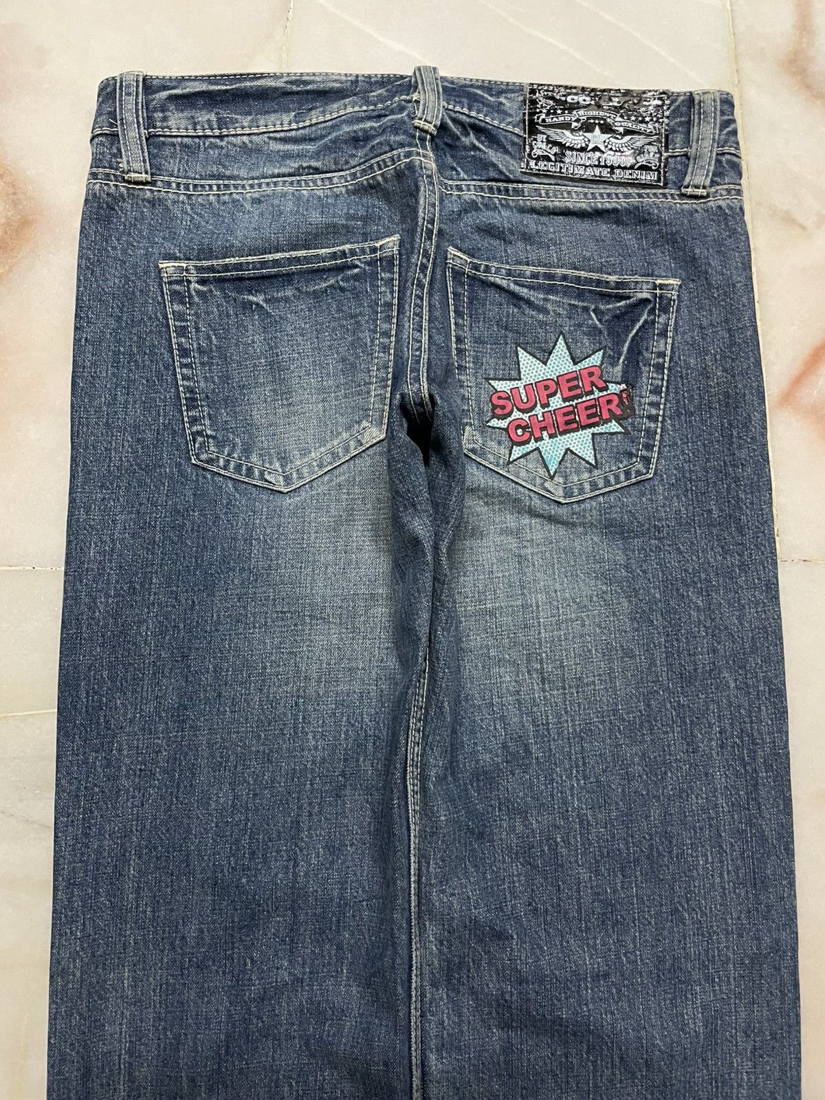 Japanese Brand 💥Sick💥Vintage Co&Lu Mudwash Super Cheere Print Denim Jeans Size US 31 - 14 Thumbnail