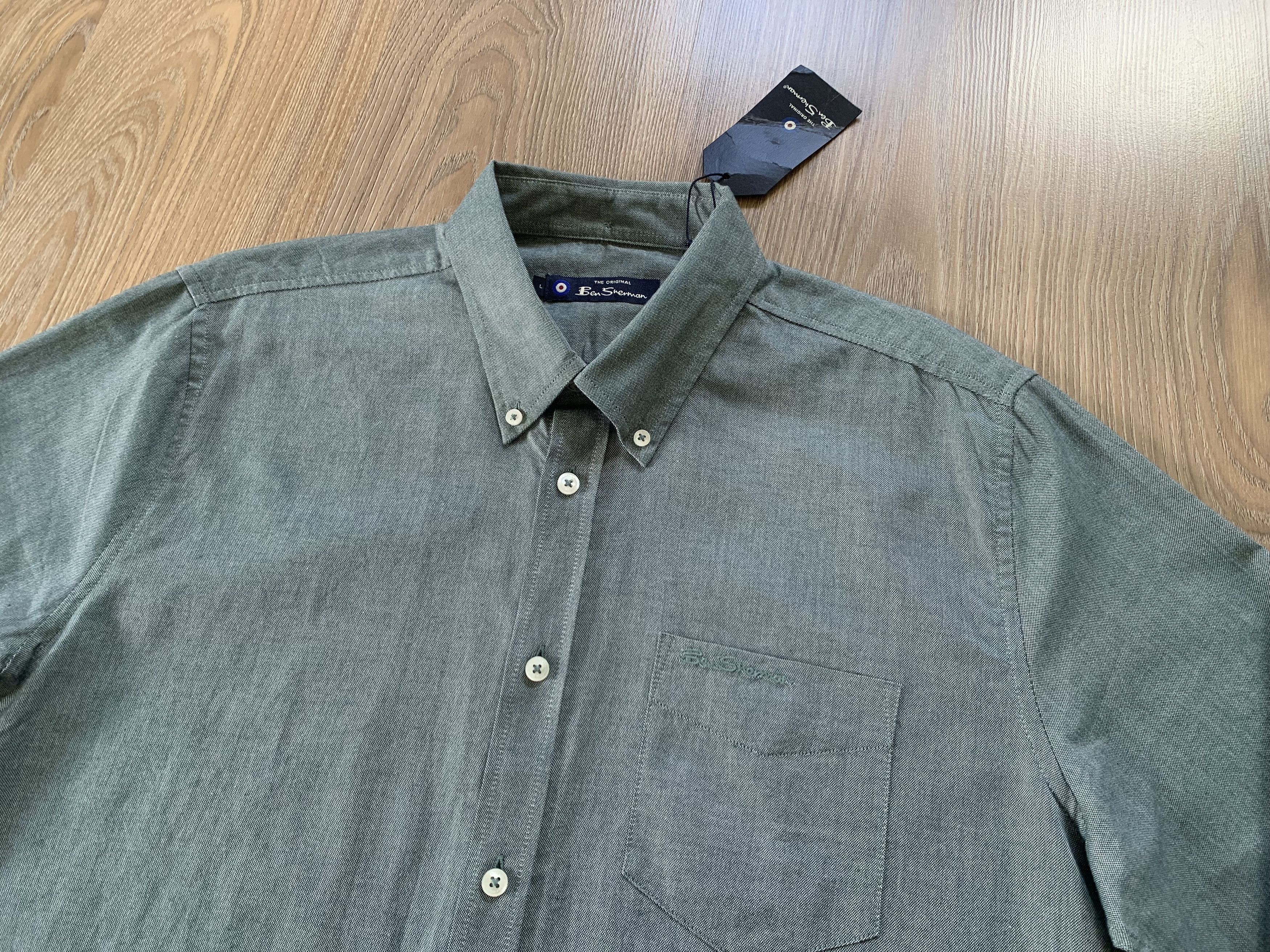 Ben Sherman Ben Sherman Dark Emerald Cotton Button Down Shirt Size US L / EU 52-54 / 3 - 4 Thumbnail