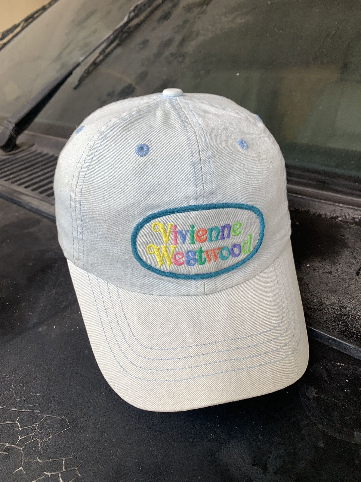 Vivienne westwood hat rainbow font