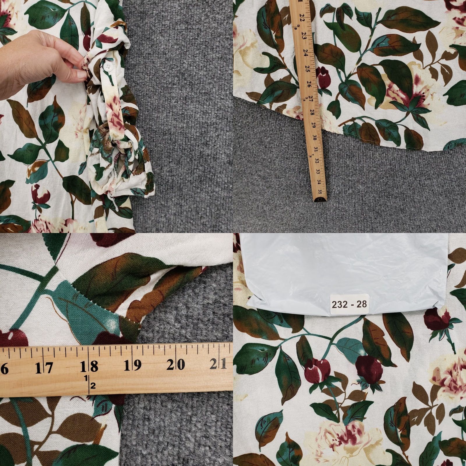 Vintage Cellabie Dress Womens Small White Green Floral Tunic Shift Roll Tab Sleeves Casual Size S / US 4 / IT 40 - 8 Thumbnail