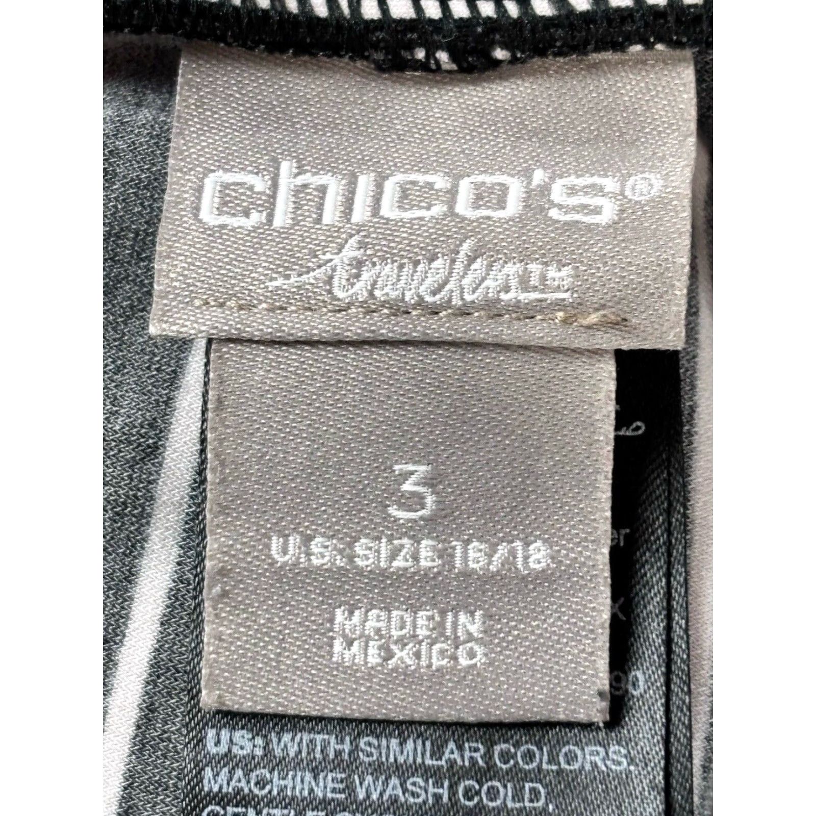 Vintage Chico's Travelers Pull-On Pants Women's 16/18 Black White Stripe Jersey Stretch Wide-Leg Ankle Travel Comfort Womens Size 38" / US 16 / IT 52 - 6 Thumbnail