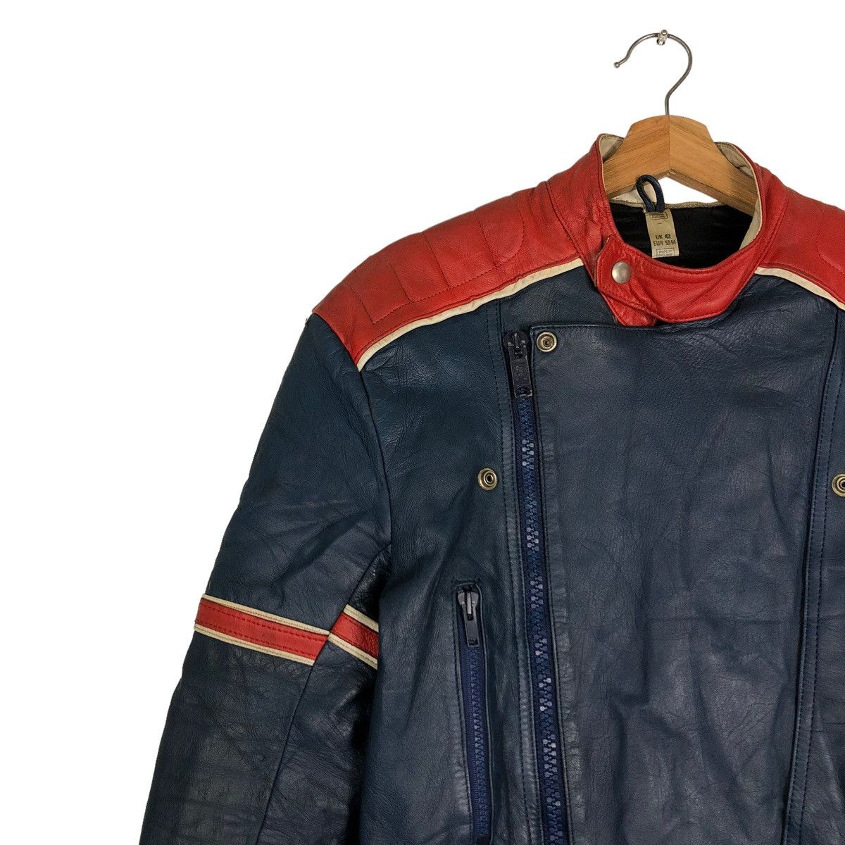 Vintage 🔥VINTAGE BIKER LEATHER JACKET RACING MADE IN ENGLAND ECHTES Size US M / EU 48-50 / 2 - 7 Thumbnail