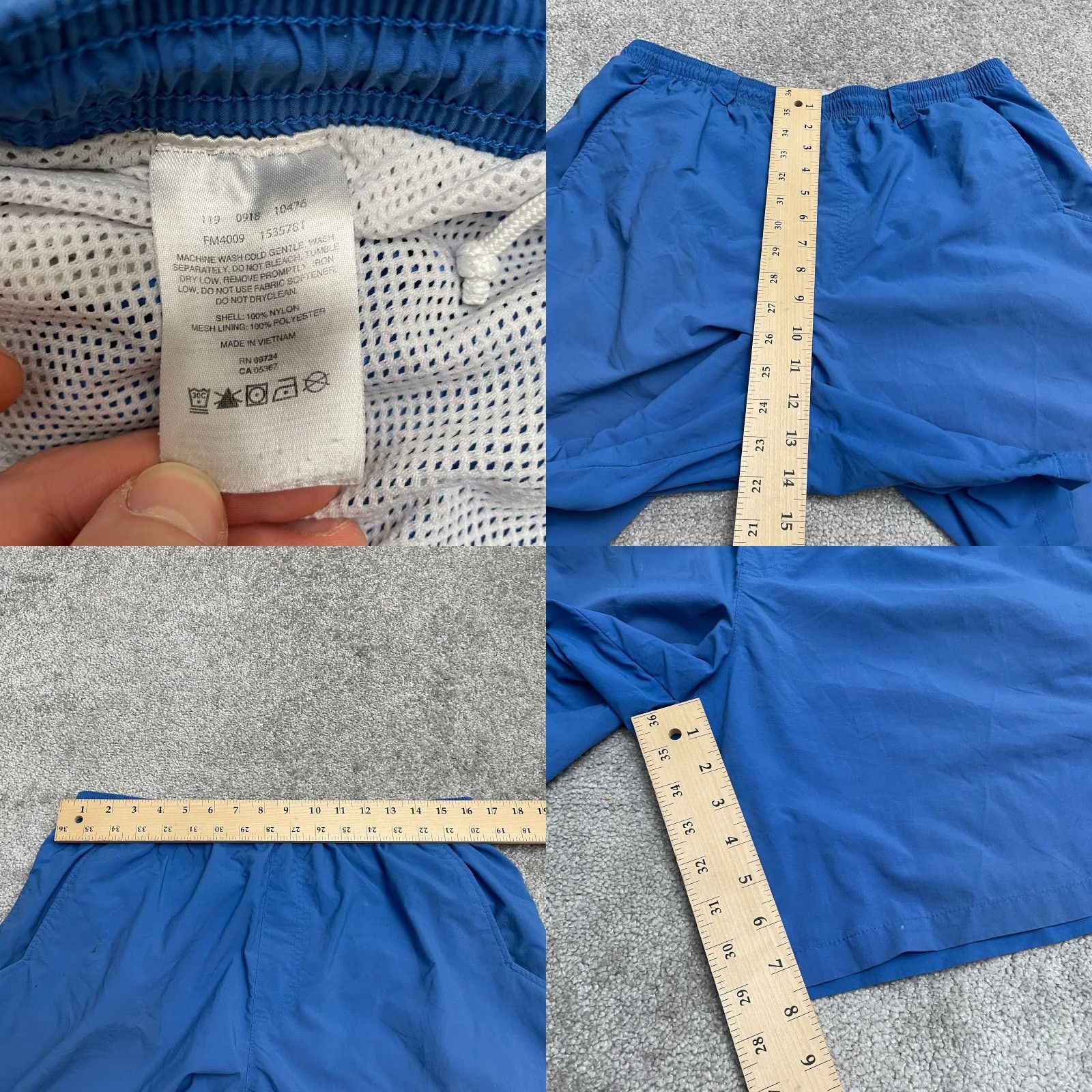Vintage Columbia PFG Omni Shade Water Shorts Mens Large Blue Elastic Trunks 33x7.5 Onsite? Size US 33 - 9 Thumbnail