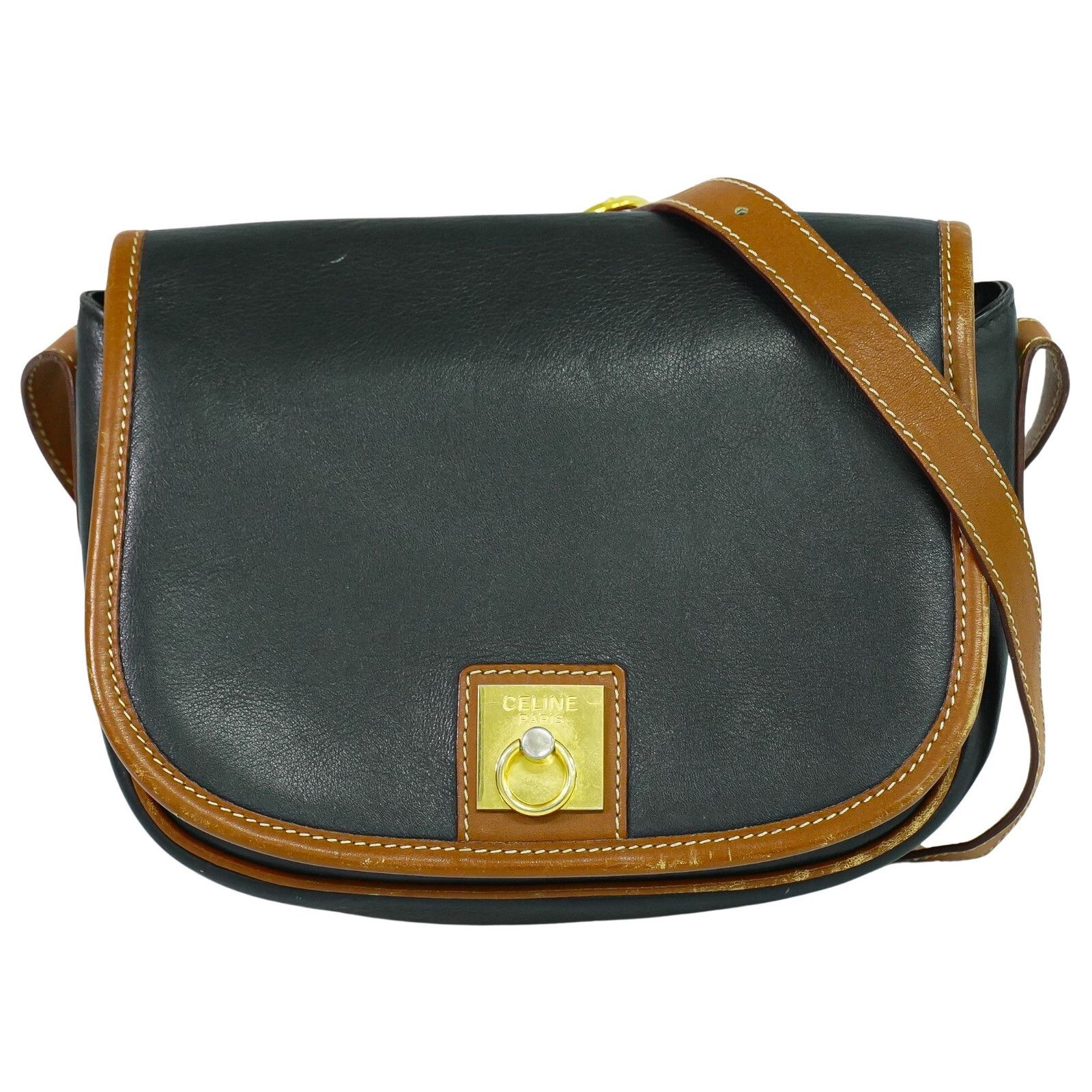 Celine Celine Vintage Crossbody Bag Logo Embossed Leather Size ONE SIZE - 1 Thumbnail