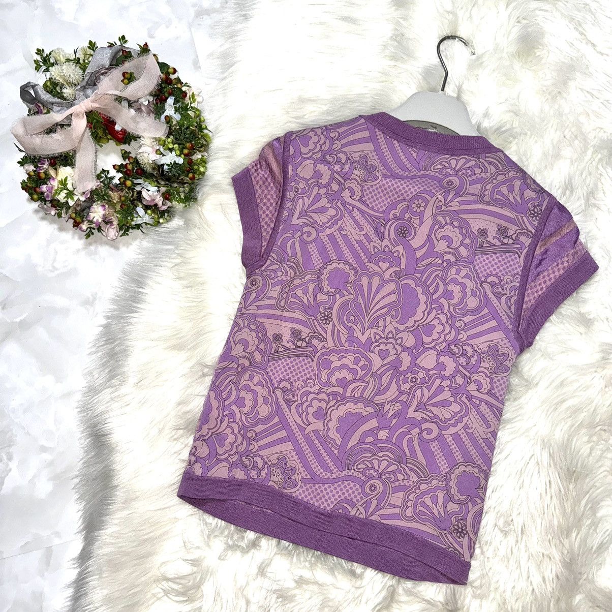 Hermes Hermes art design switching, floral knit sweater, Size XXS / US 00 / IT 34 - 5 Thumbnail