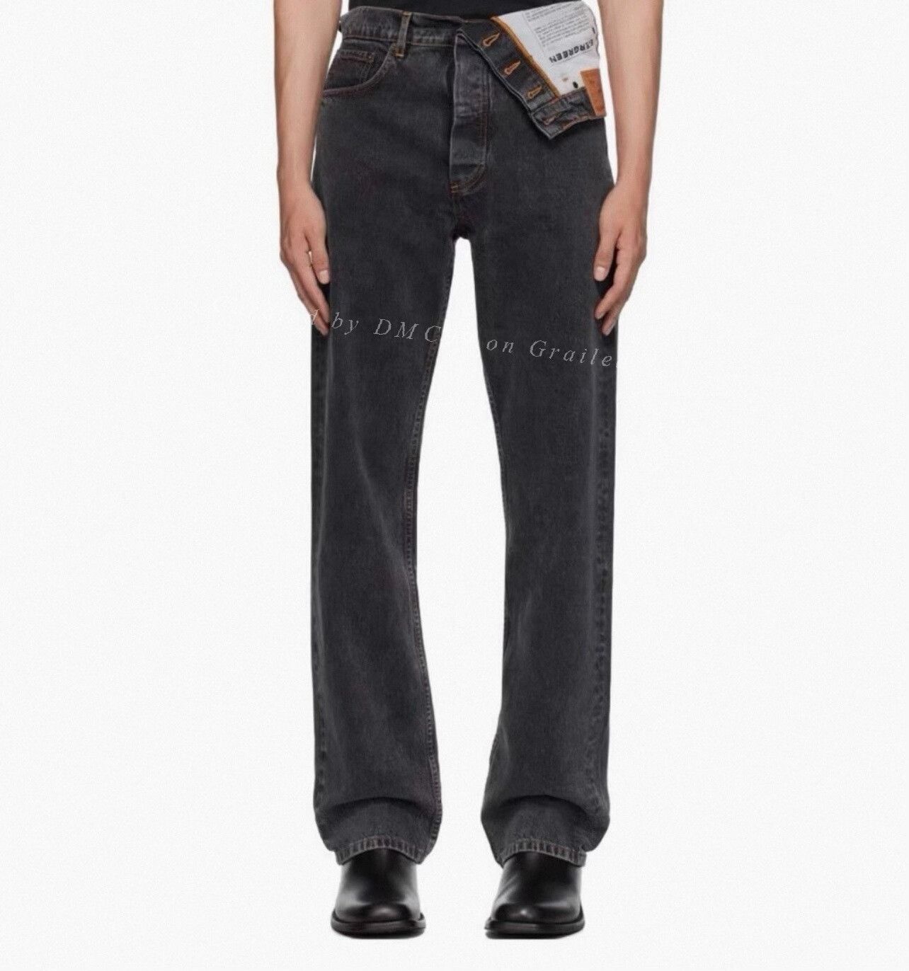 DEN IM by SIKI IM Y/Project Asymmetric Straight Jeans Men's Black Size US 31 - 1 Thumbnail