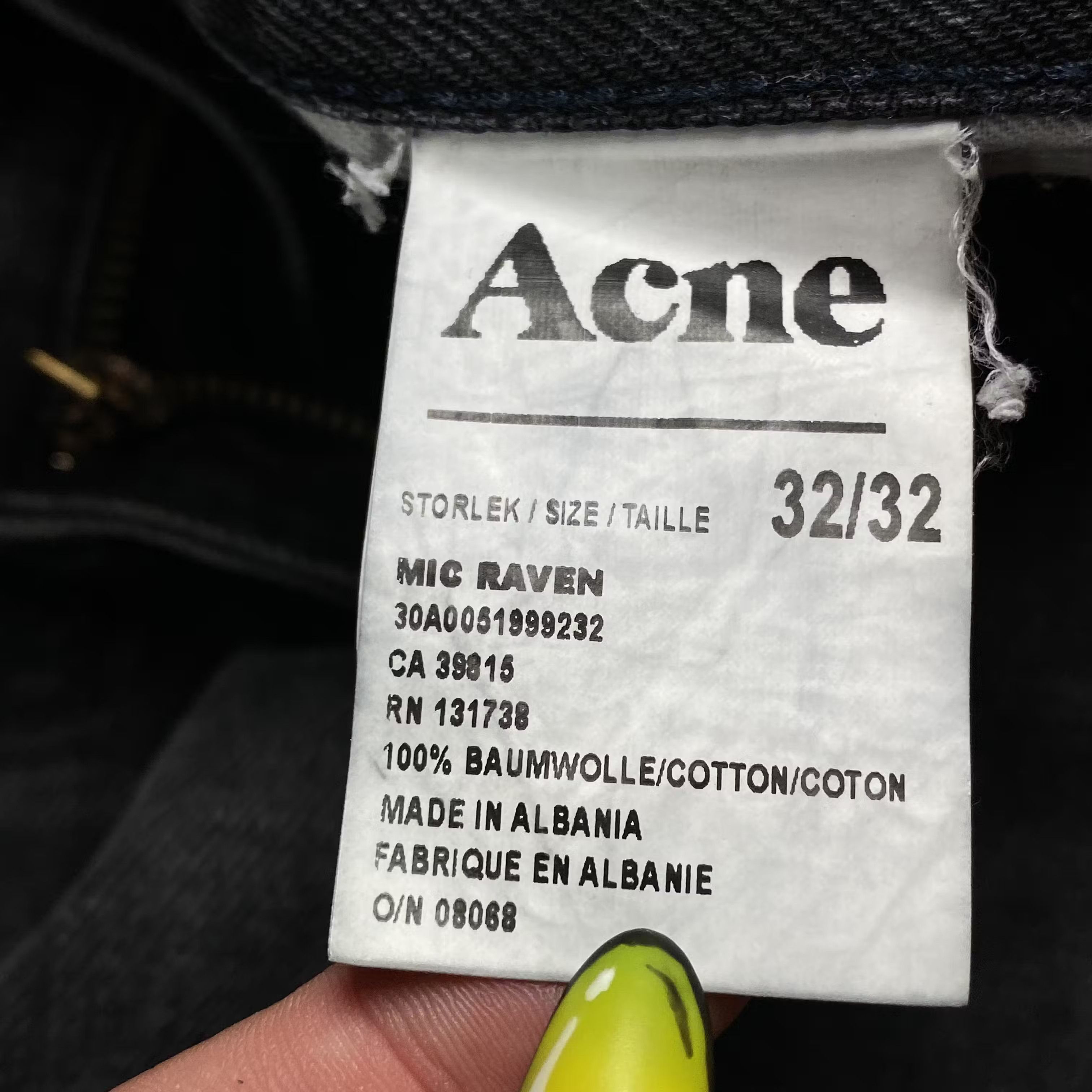 Acne Studios Mens Jeans Denim Acne Mic Raven Size 32 Size US 32 / EU 48 - 8 Thumbnail