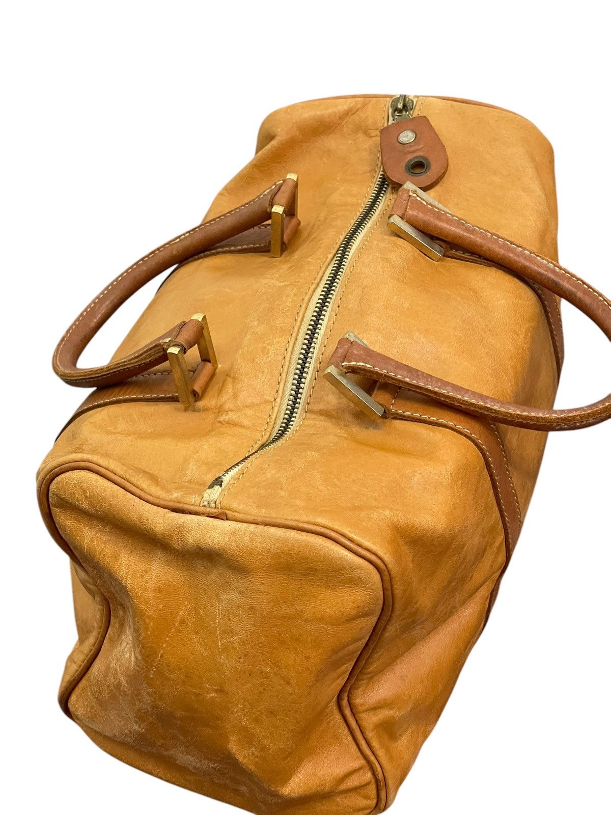 Genuine Leather Full Leather Patina Vtg Cream Kyoto Mini Boston Bag 1🟩9 Size ONE SIZE - 16 Thumbnail