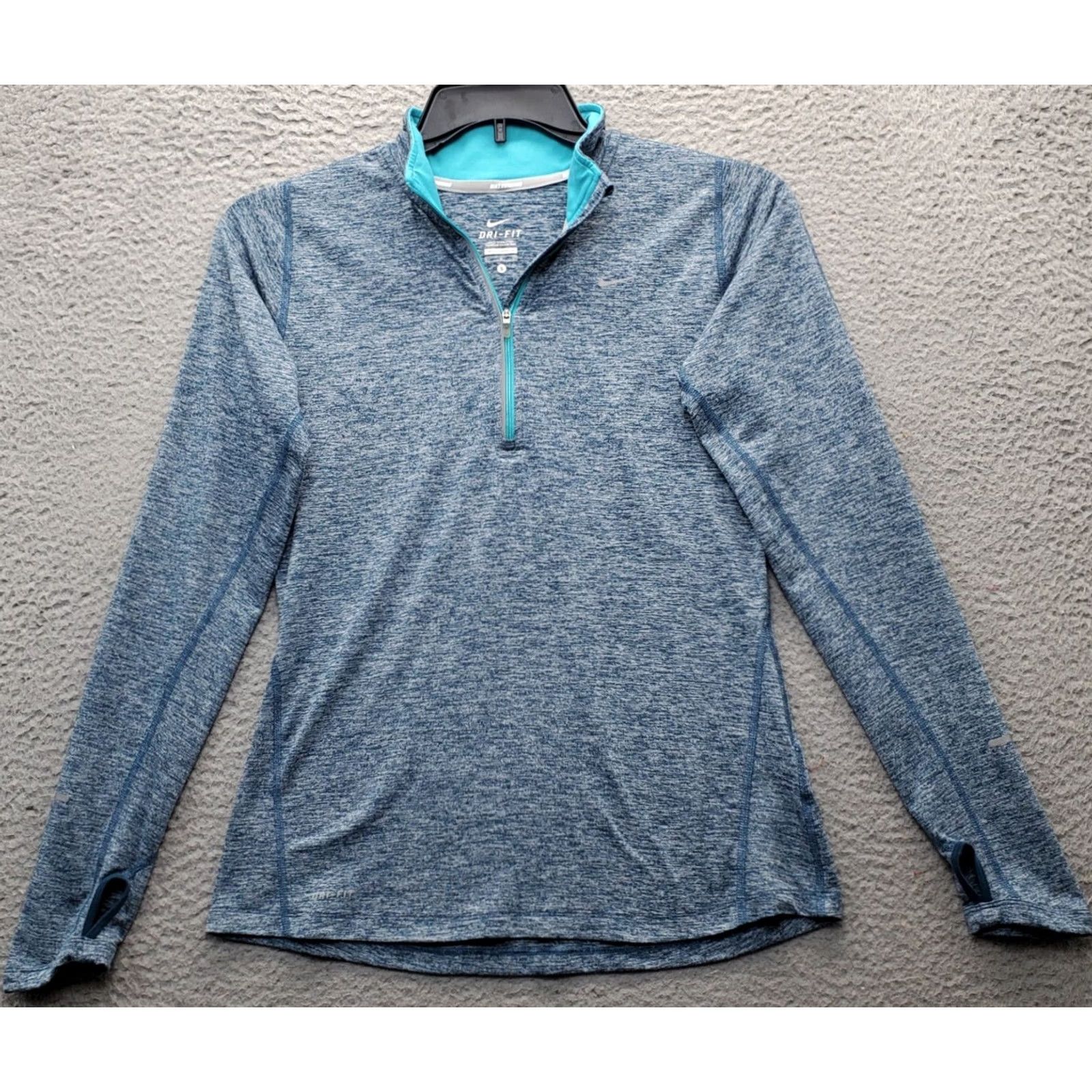 Nike Nike Dri-Fit Activewear Top Women's S Multicolor Heathered 1/4 Zip Thumb Hole Sleeve Shirt Size S / US 4 / IT 40 - 2 Thumbnail