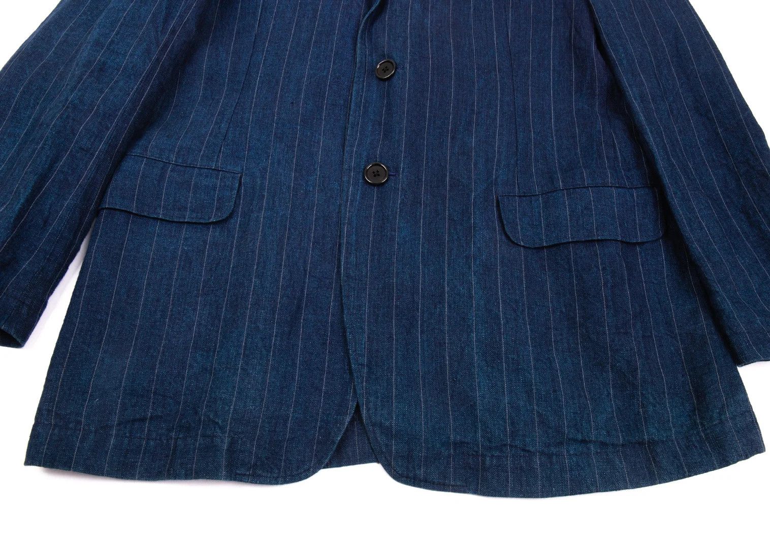 Yohji Yamamoto Yohji Yamamoto Indigo Dyed Linen Stripe Jacket Size US M / EU 48-50 / 2 - 12 Thumbnail