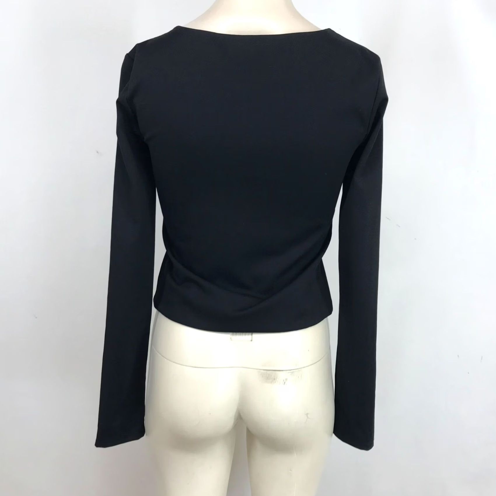 Vintage OPEN EDIT WOMEN'S BLOUSE Shirt M Black Round Neck Nylon Blend Long Sleeve Size M / US 6-8 / IT 42-44 - 5 Thumbnail