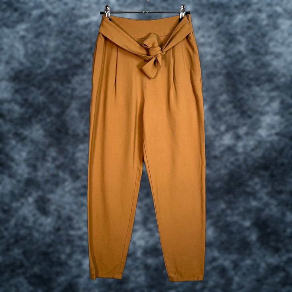 Vintage Leith Womens Pants Size XXS Tan High-Waist Tie Front Size 24" / US 00 / IT 34 - 1 Thumbnail