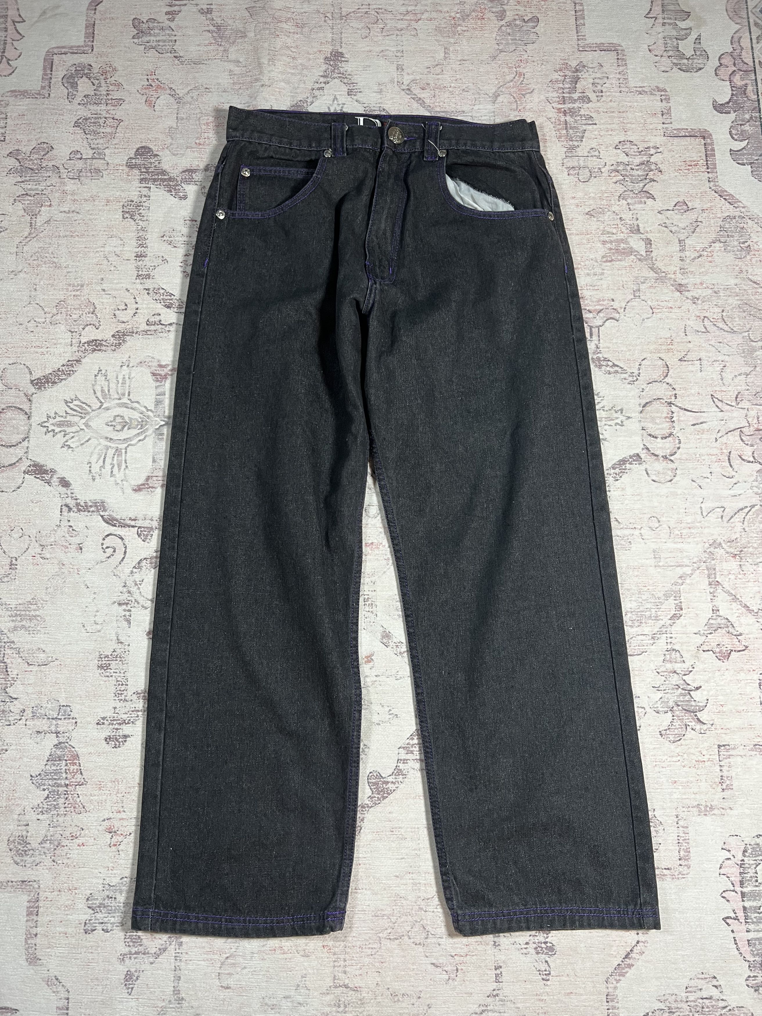 Designer Vintage Y2K Baggy Black Skater Grunge Styled Denim Pants Size US 36 / EU 52 - 2 Thumbnail